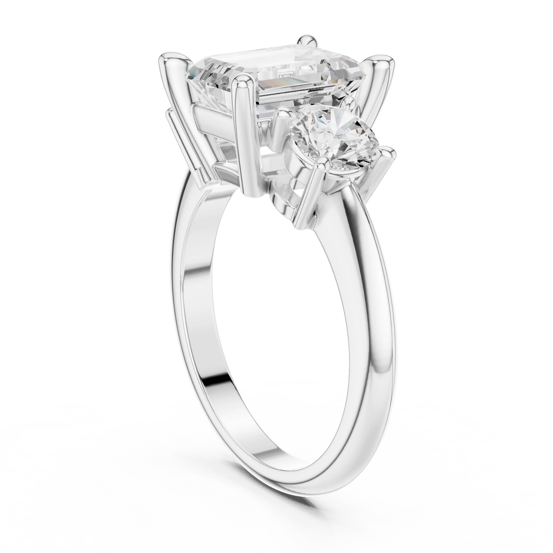Emerald Cut Diamond Three-Stone Engagement Ring