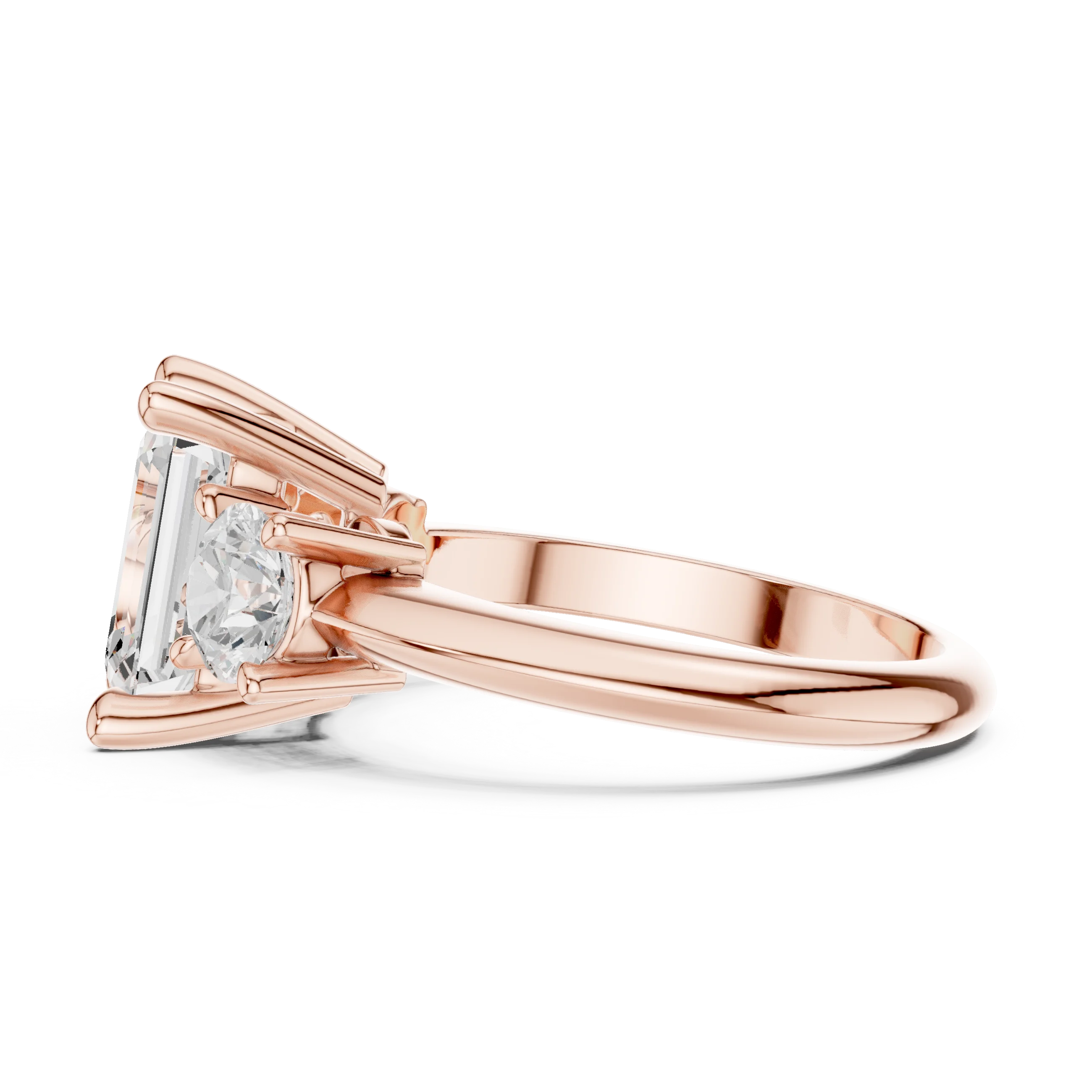 Emerald Cut Diamond Three-Stone Engagement Ring