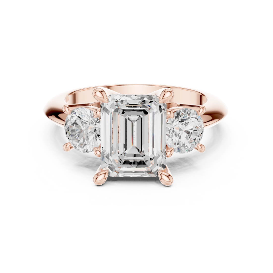 Emerald Cut Diamond Three-Stone Engagement Ring
