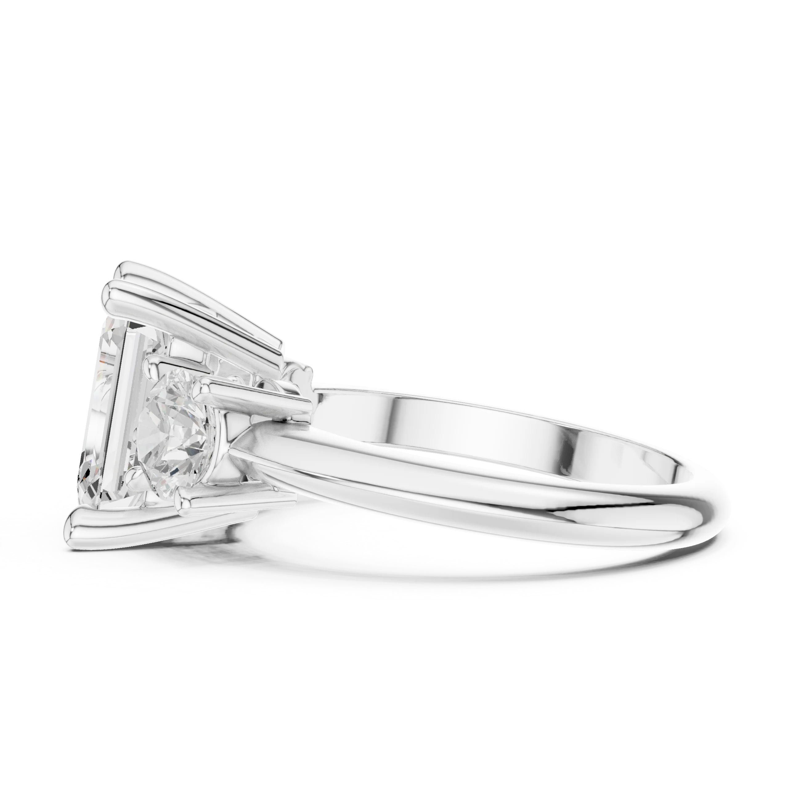 Emerald Cut Diamond Three-Stone Engagement Ring