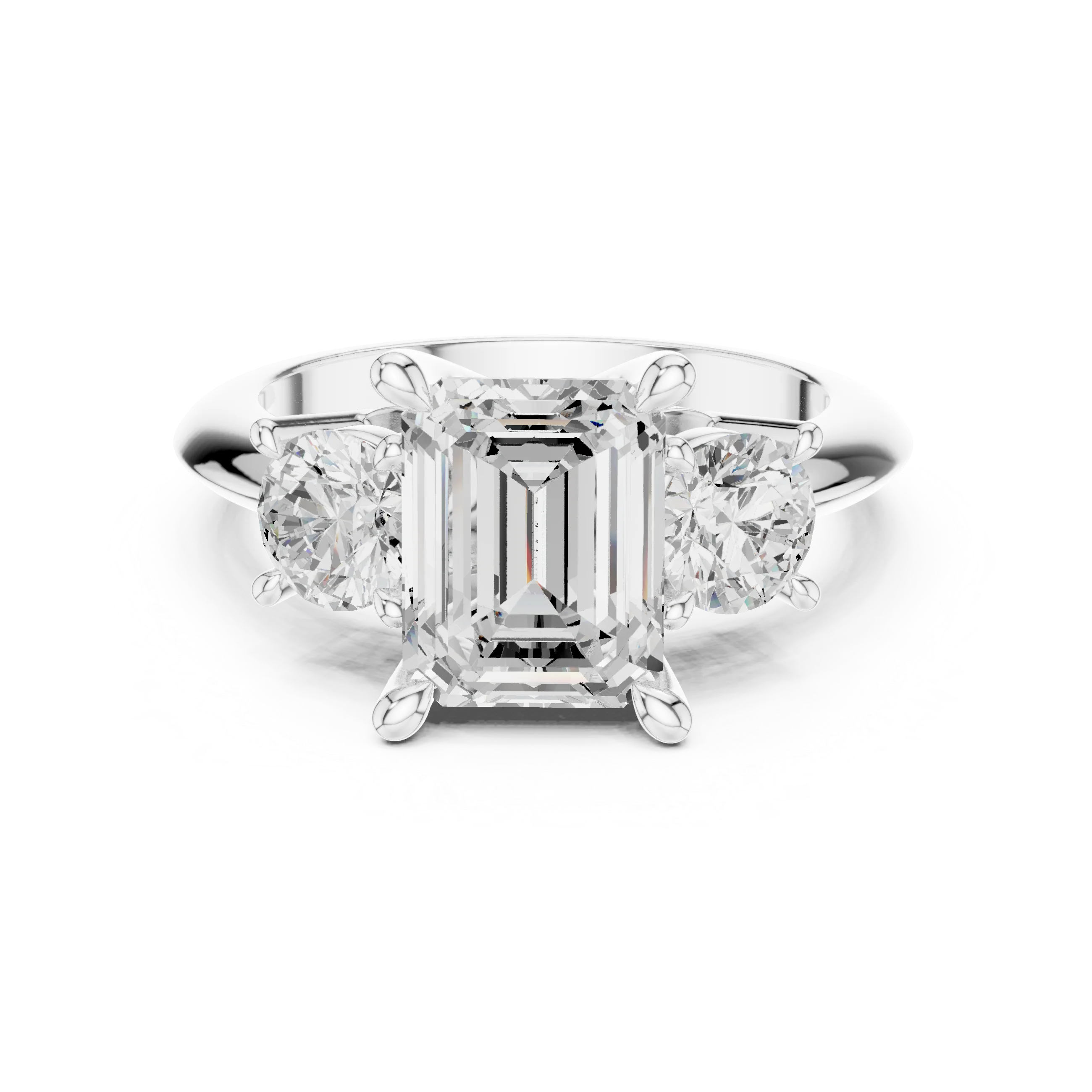 Emerald Cut Diamond Three-Stone Engagement Ring