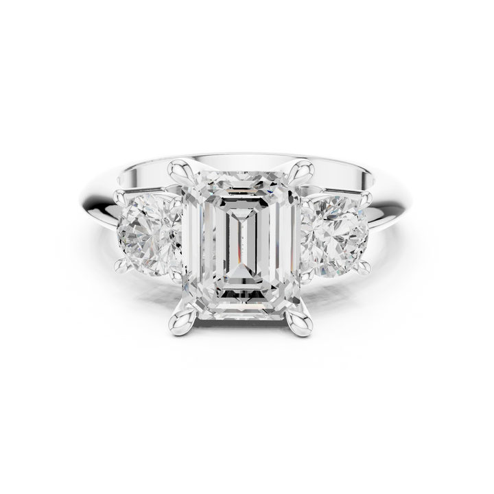 Emerald Cut Diamond Three-Stone Engagement Ring
