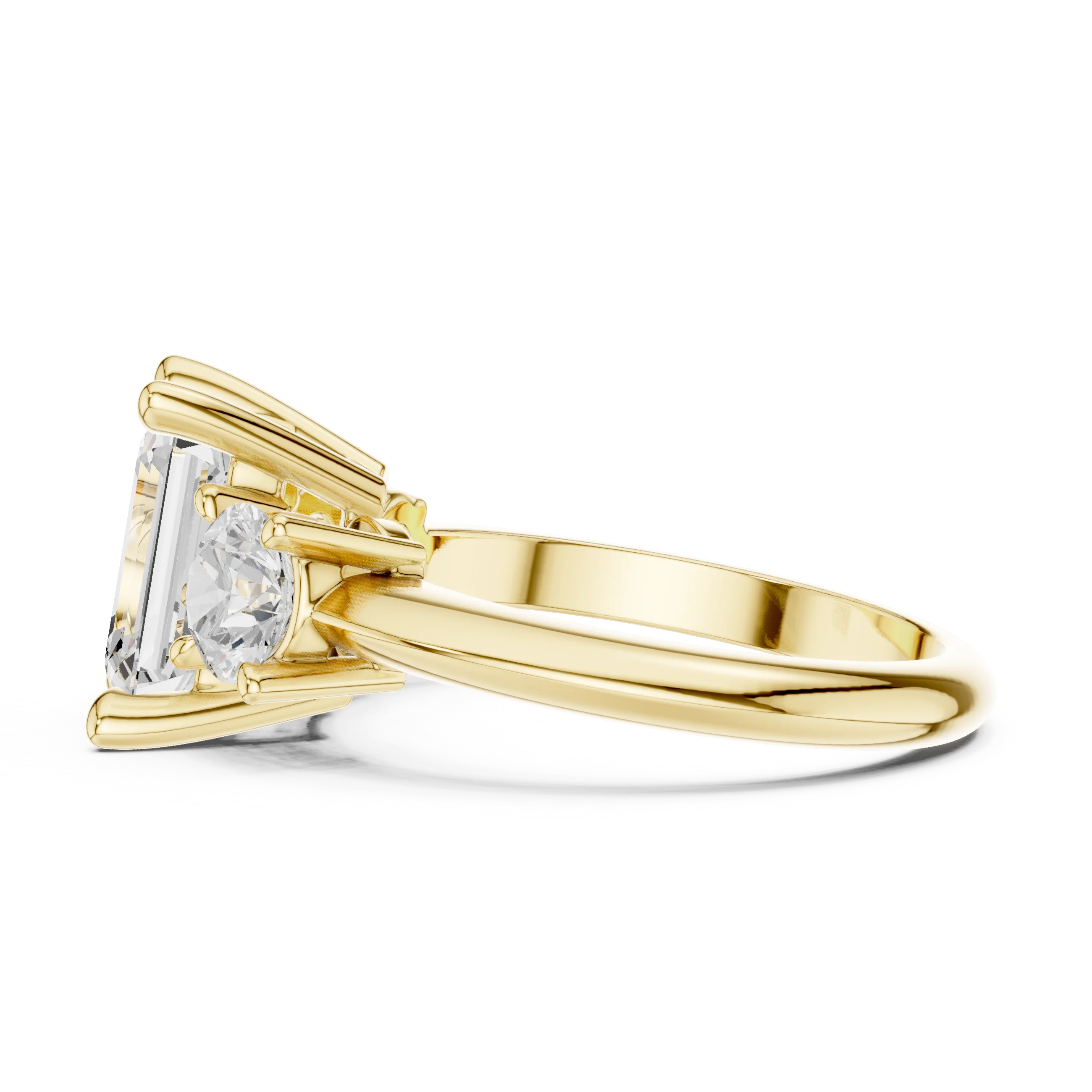 Emerald Cut Diamond Three-Stone Engagement Ring