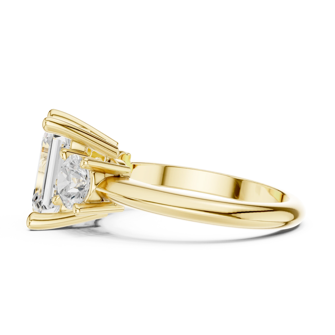 Emerald Cut Diamond Three-Stone Engagement Ring