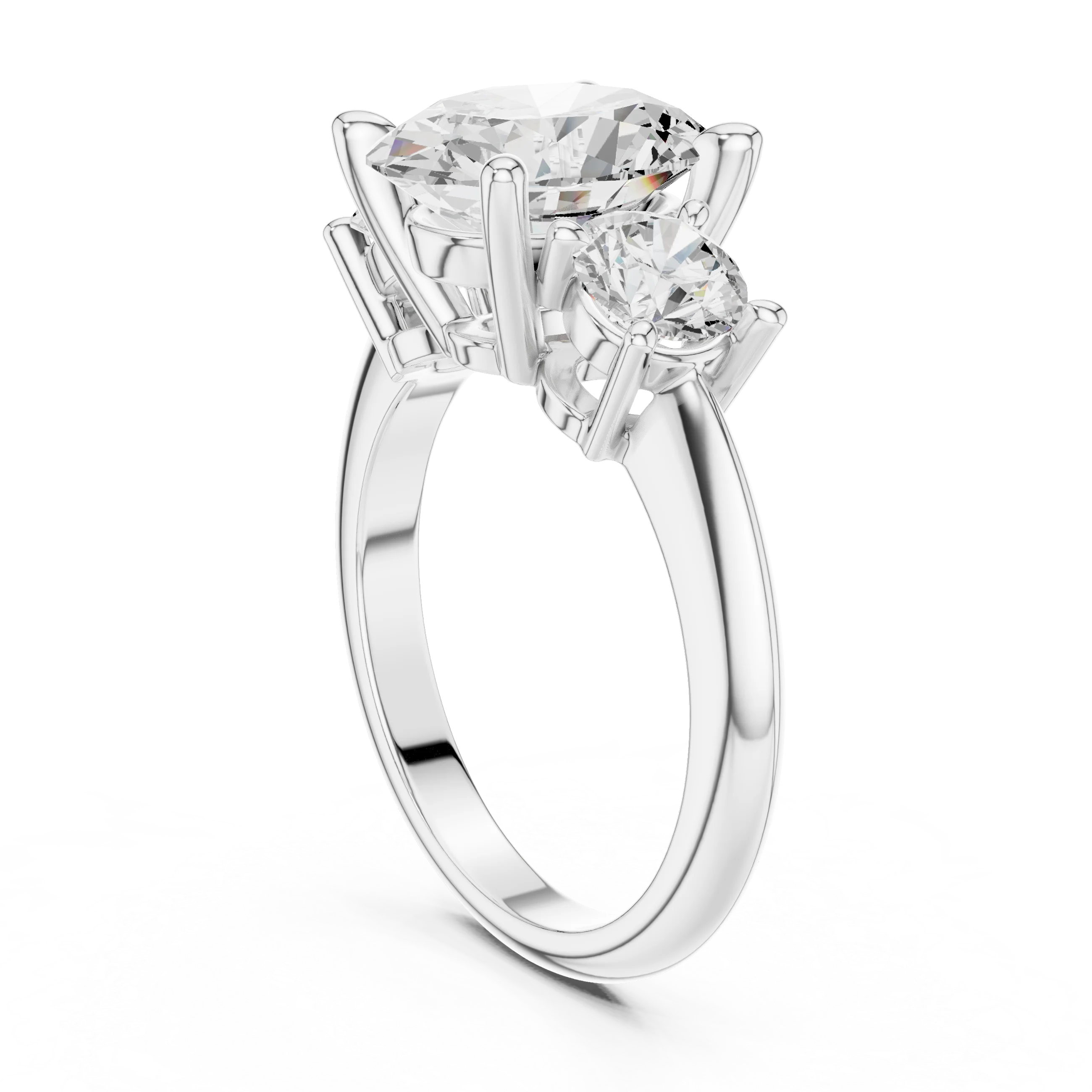 Oval Cut Diamond Three-Stone Engagement Ring