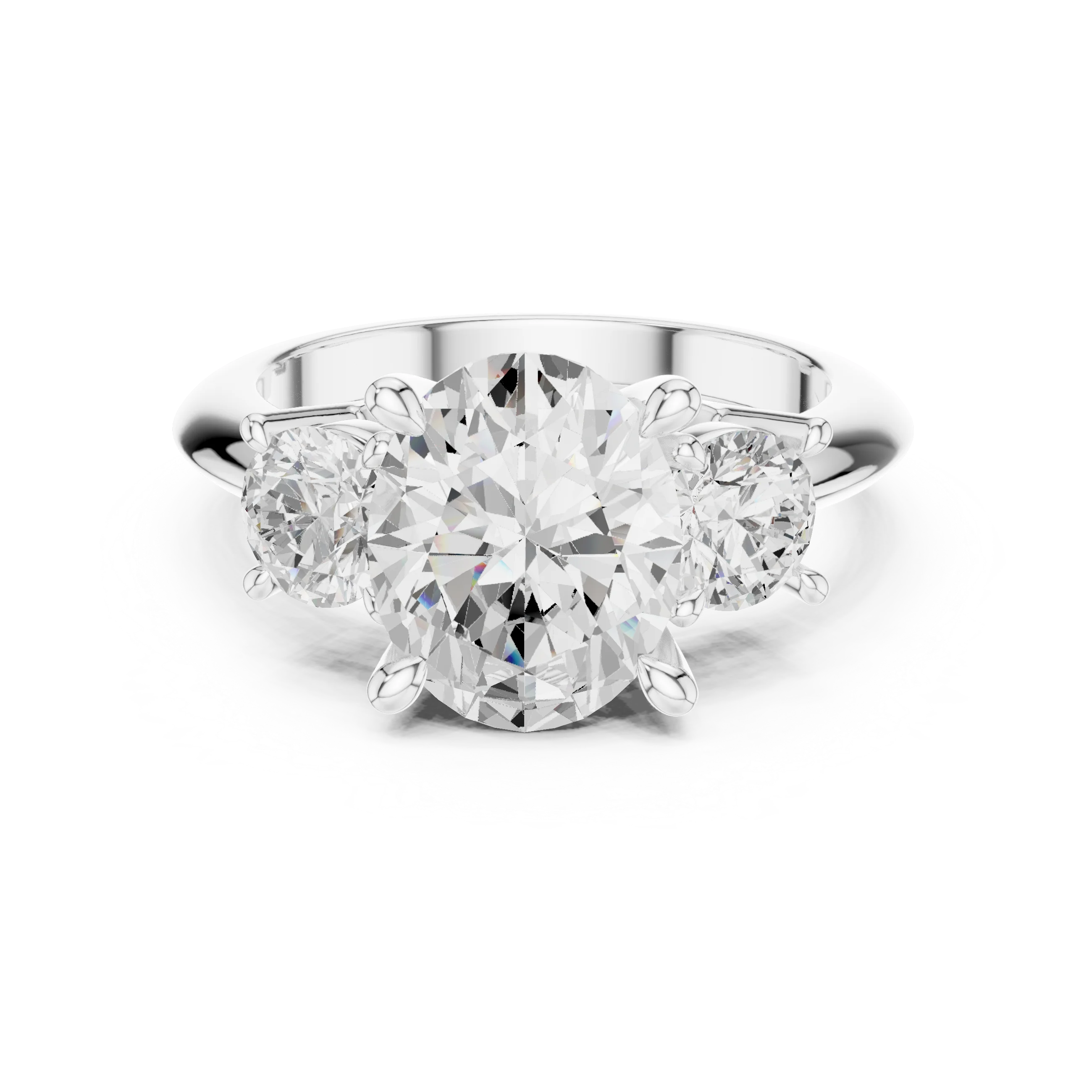 Oval Cut Diamond Three-Stone Engagement Ring