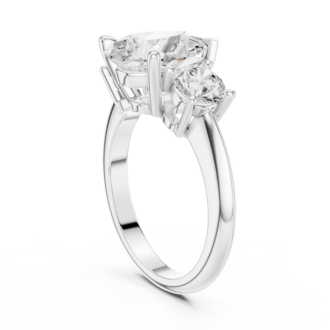 Pear Cut Diamond Three-Stone Engagement Ring