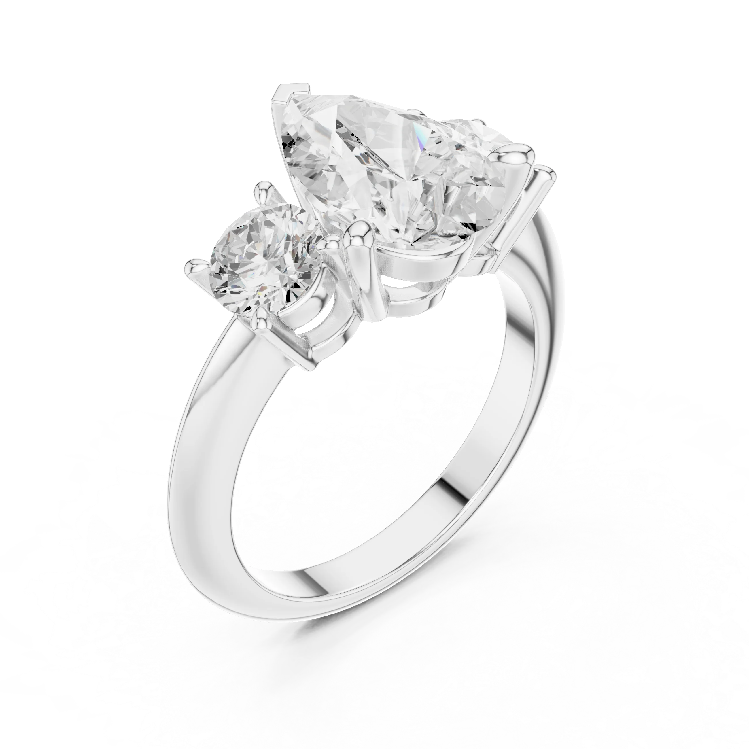 Pear Cut Diamond Three-Stone Engagement Ring