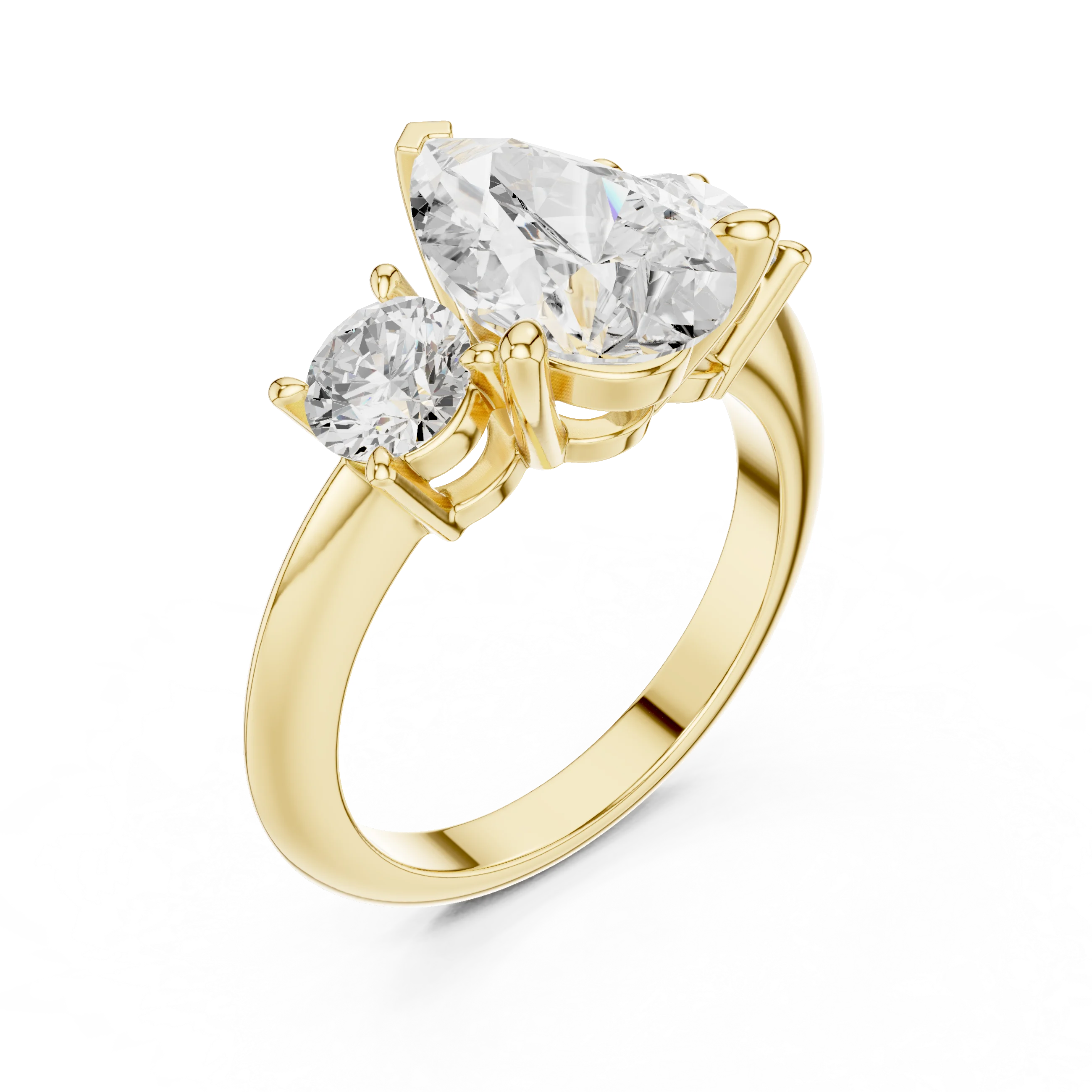 Pear Cut Diamond Three-Stone Engagement Ring