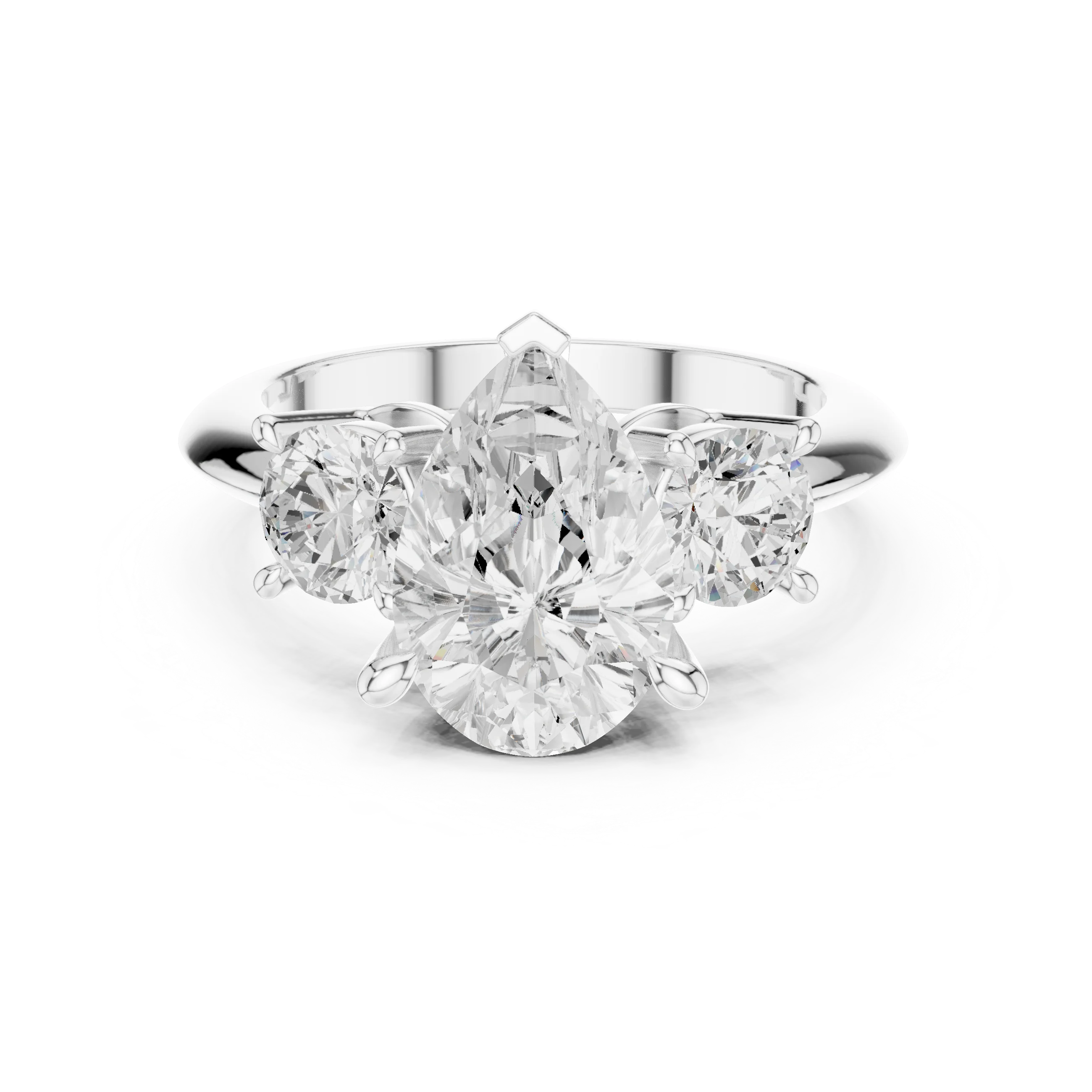 Pear Cut Diamond Three-Stone Engagement Ring