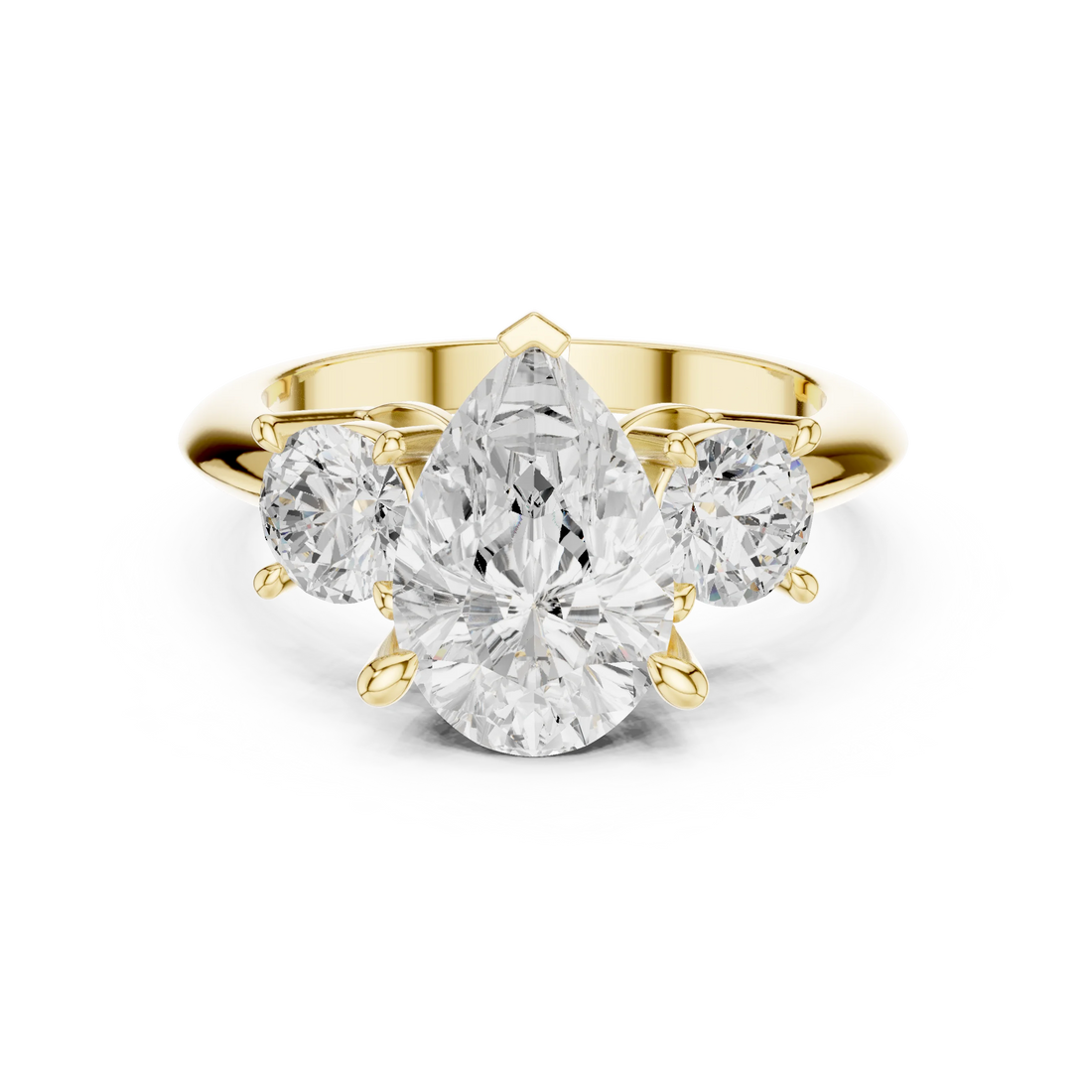 Pear Cut Diamond Three-Stone Engagement Ring