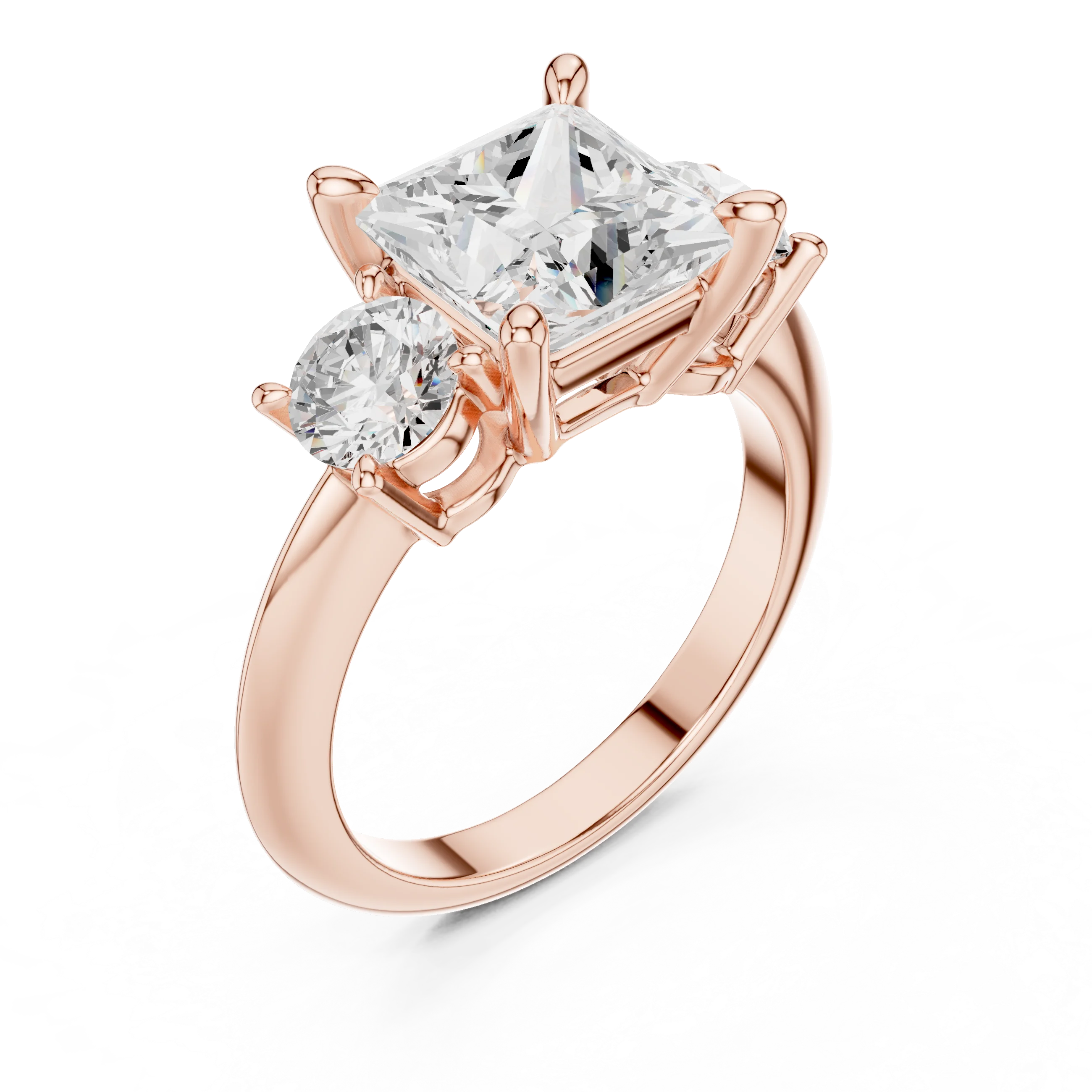 Princess Cut Diamond Three-Stone Engagement Ring