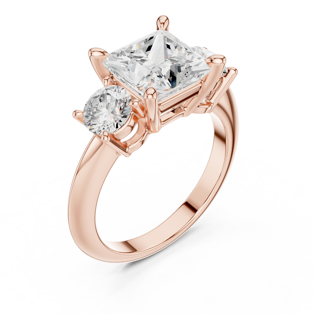 Princess Cut Diamond Three-Stone Engagement Ring