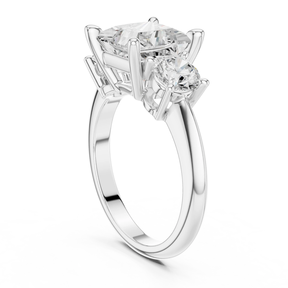 Princess Cut Diamond Three-Stone Engagement Ring