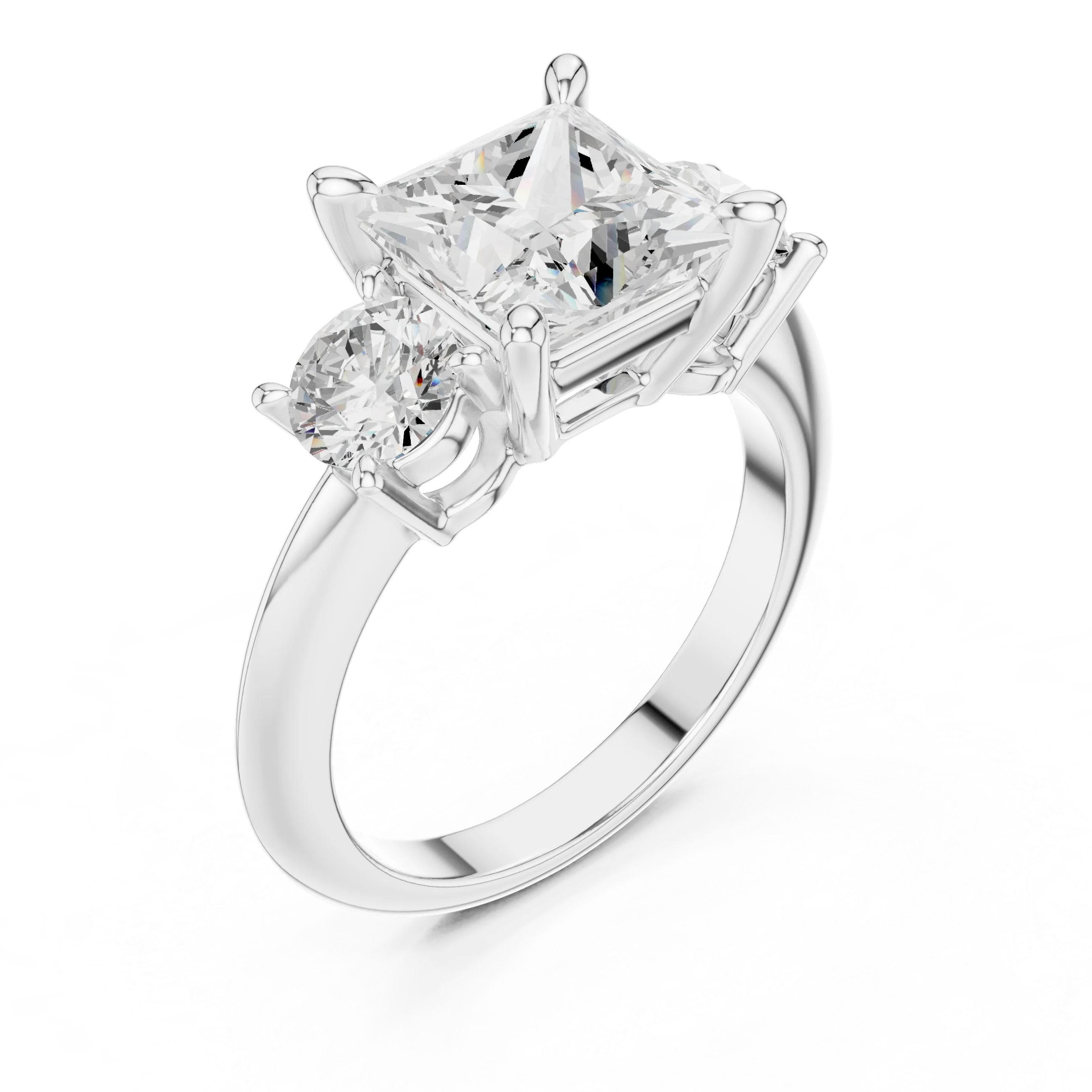 Princess Cut Diamond Three-Stone Engagement Ring