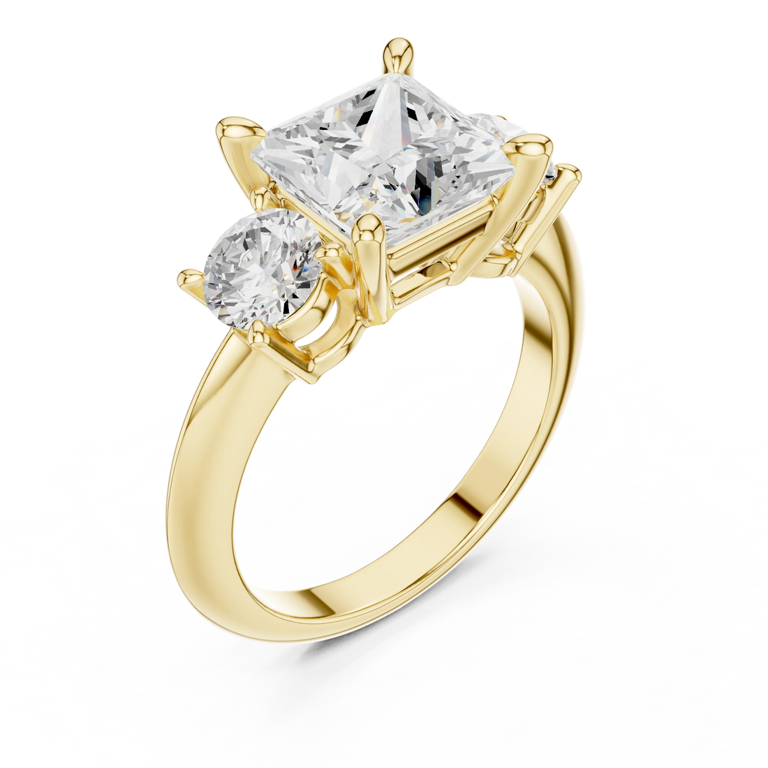 Princess Cut Diamond Three-Stone Engagement Ring