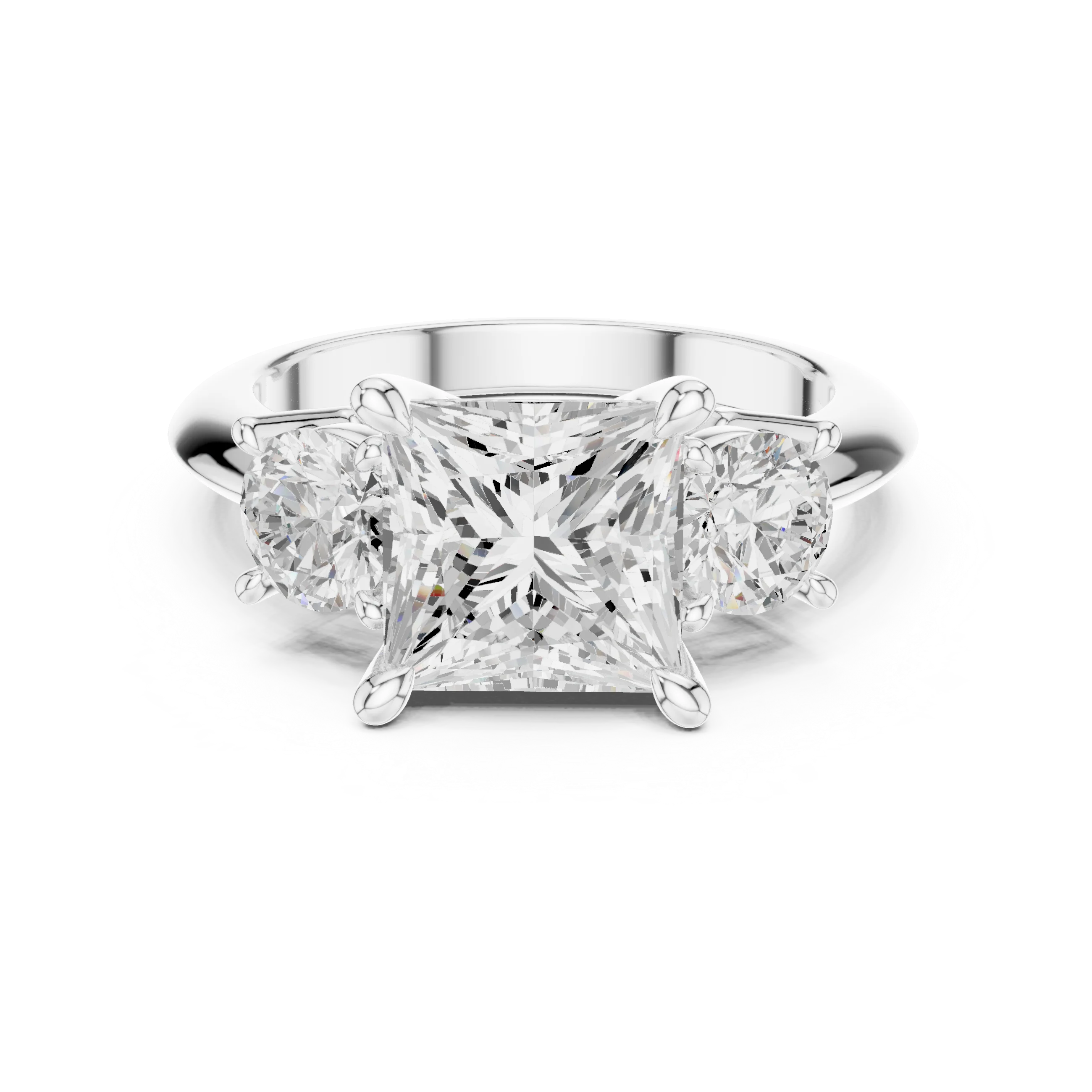 Princess Cut Diamond Three-Stone Engagement Ring