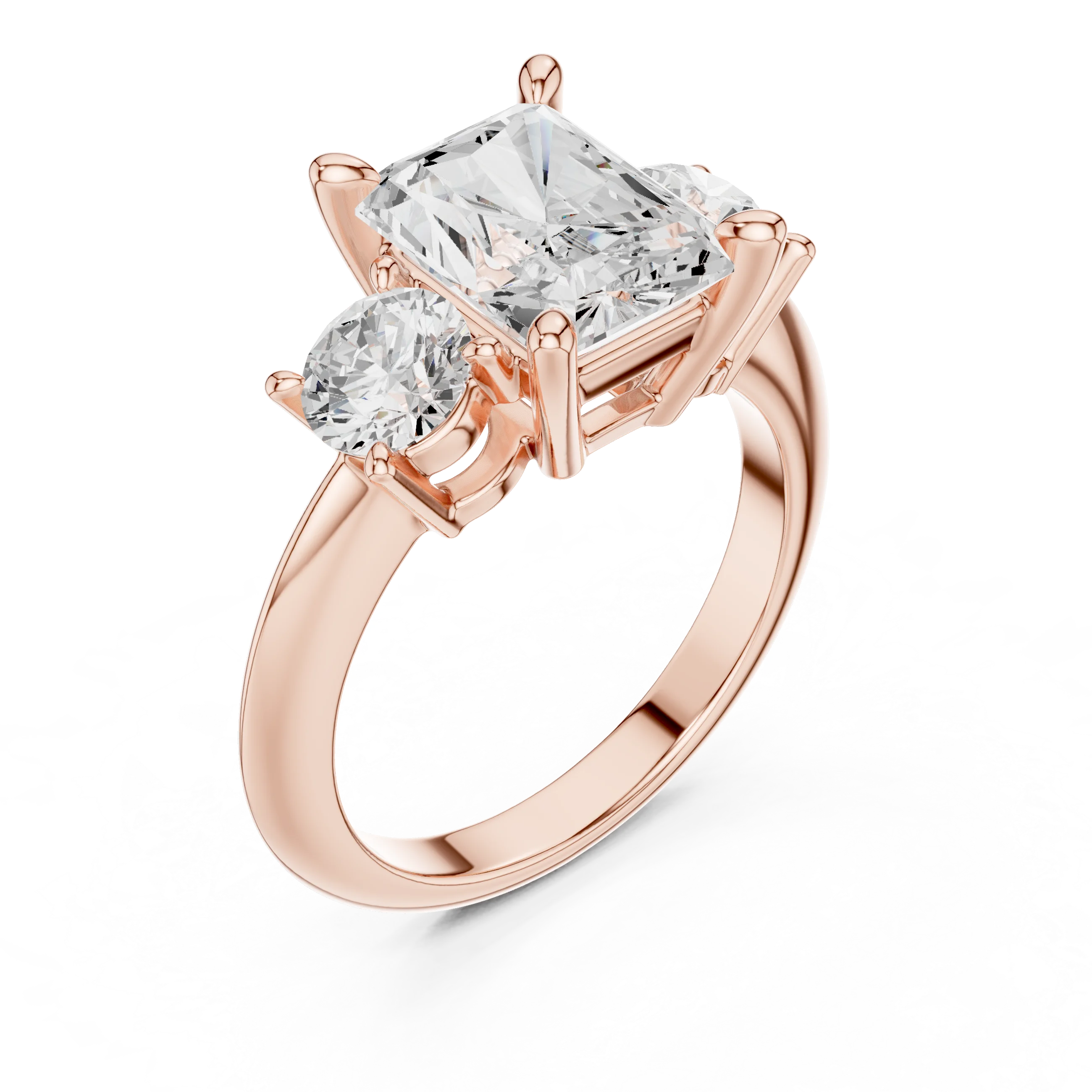 Radiant Cut Diamond Three-Stone Engagement Ring
