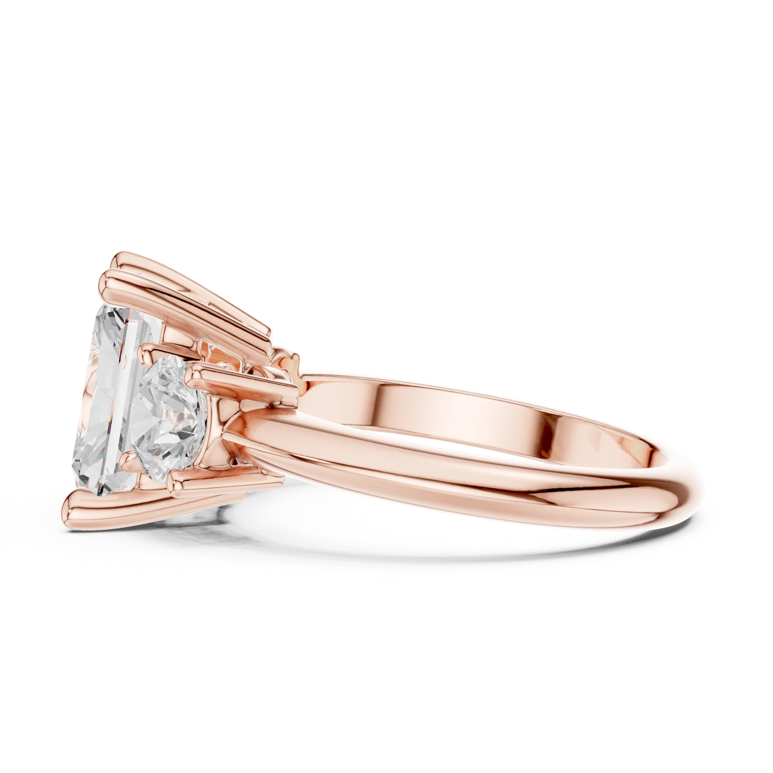 Radiant Cut Diamond Three-Stone Engagement Ring