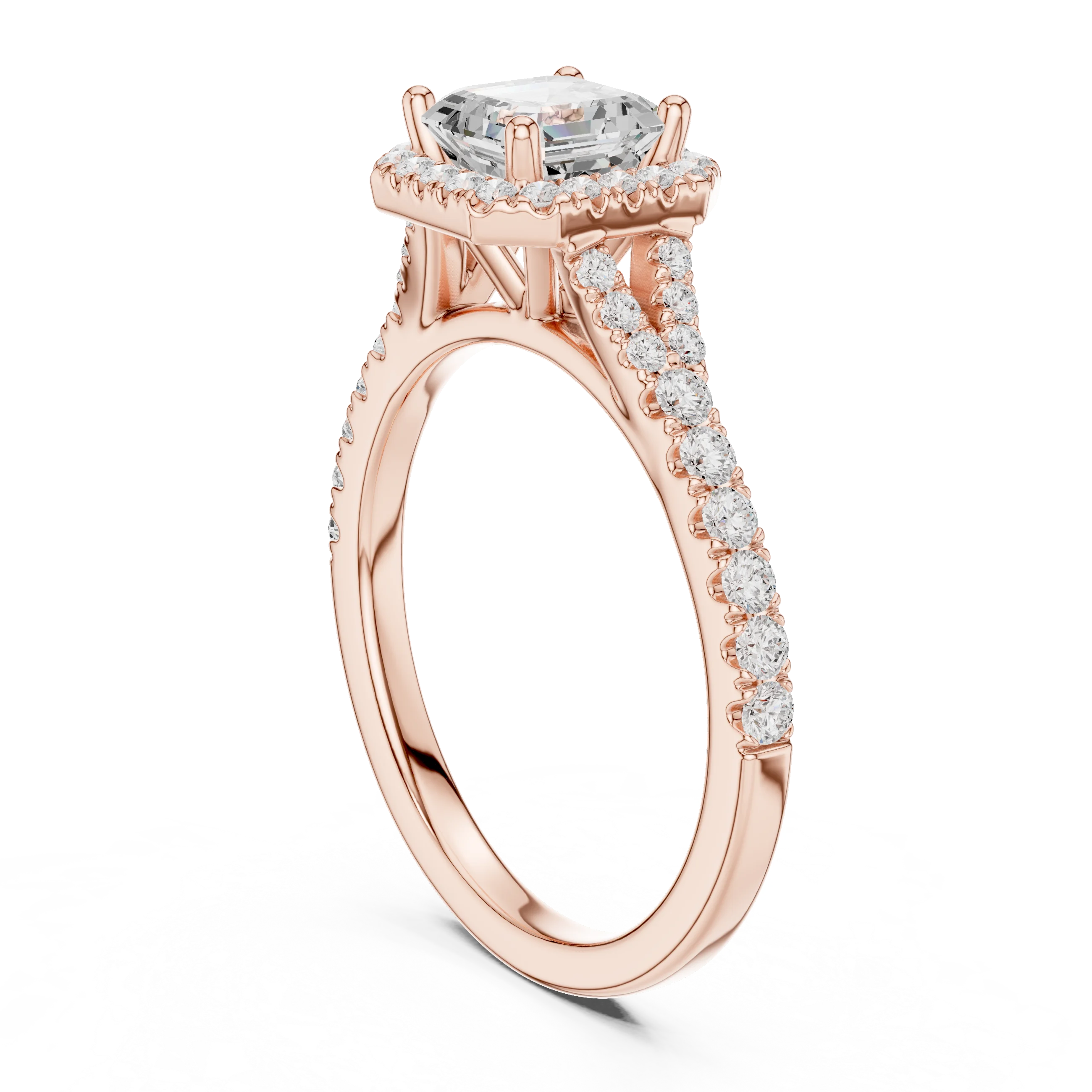 Asscher Cut Diamond Halo Engagement Ring