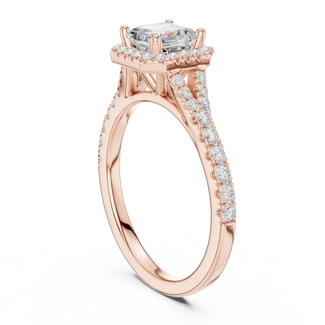 Asscher Cut Diamond Halo Engagement Ring