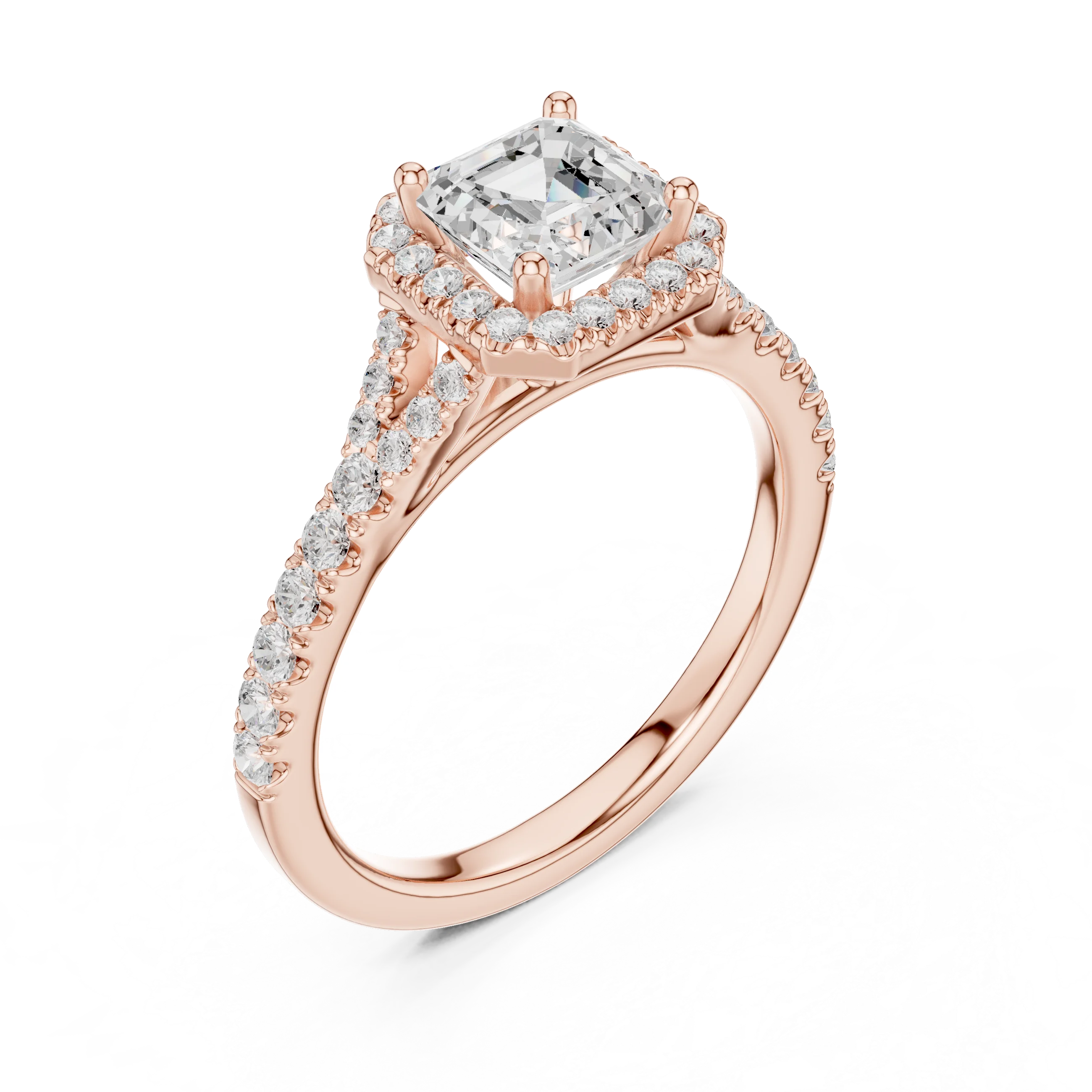 Asscher Cut Diamond Halo Engagement Ring