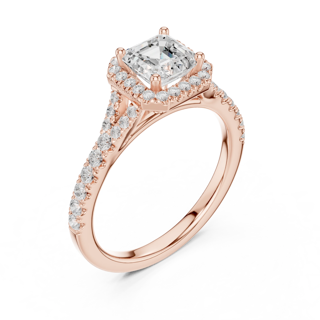 Asscher Cut Diamond Halo Engagement Ring