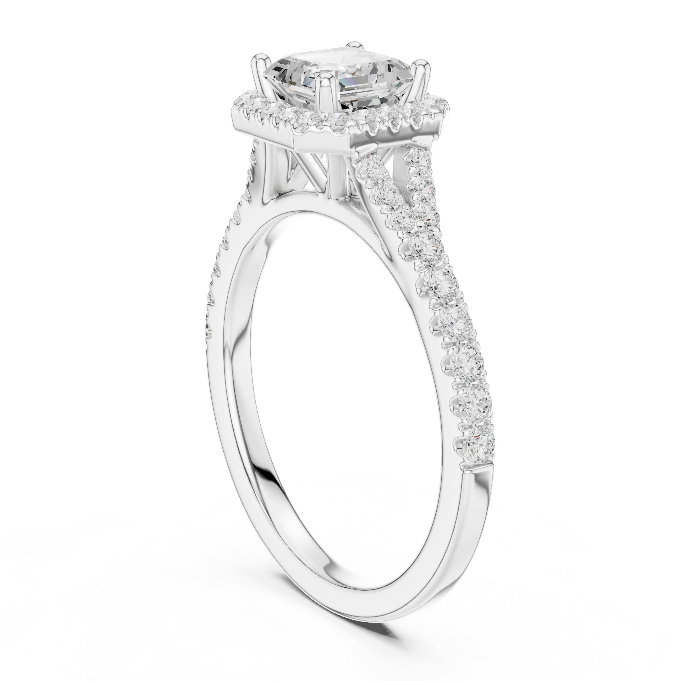 Asscher Cut Diamond Halo Engagement Ring