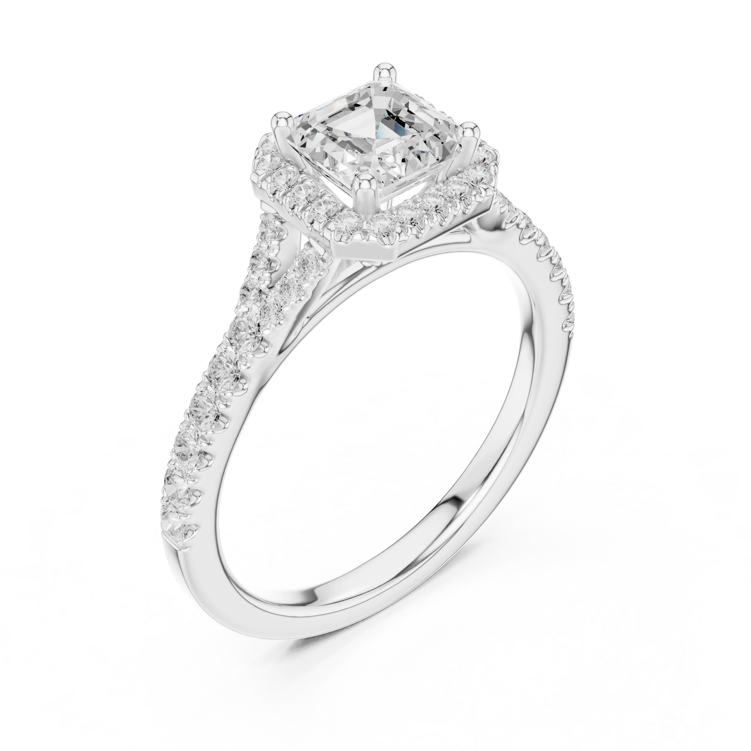 Asscher Cut Diamond Halo Engagement Ring