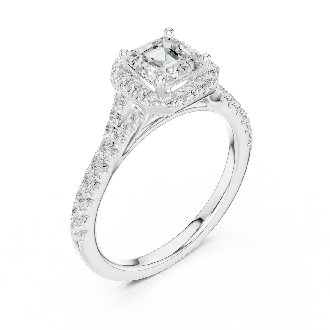 Asscher Cut Diamond Halo Engagement Ring