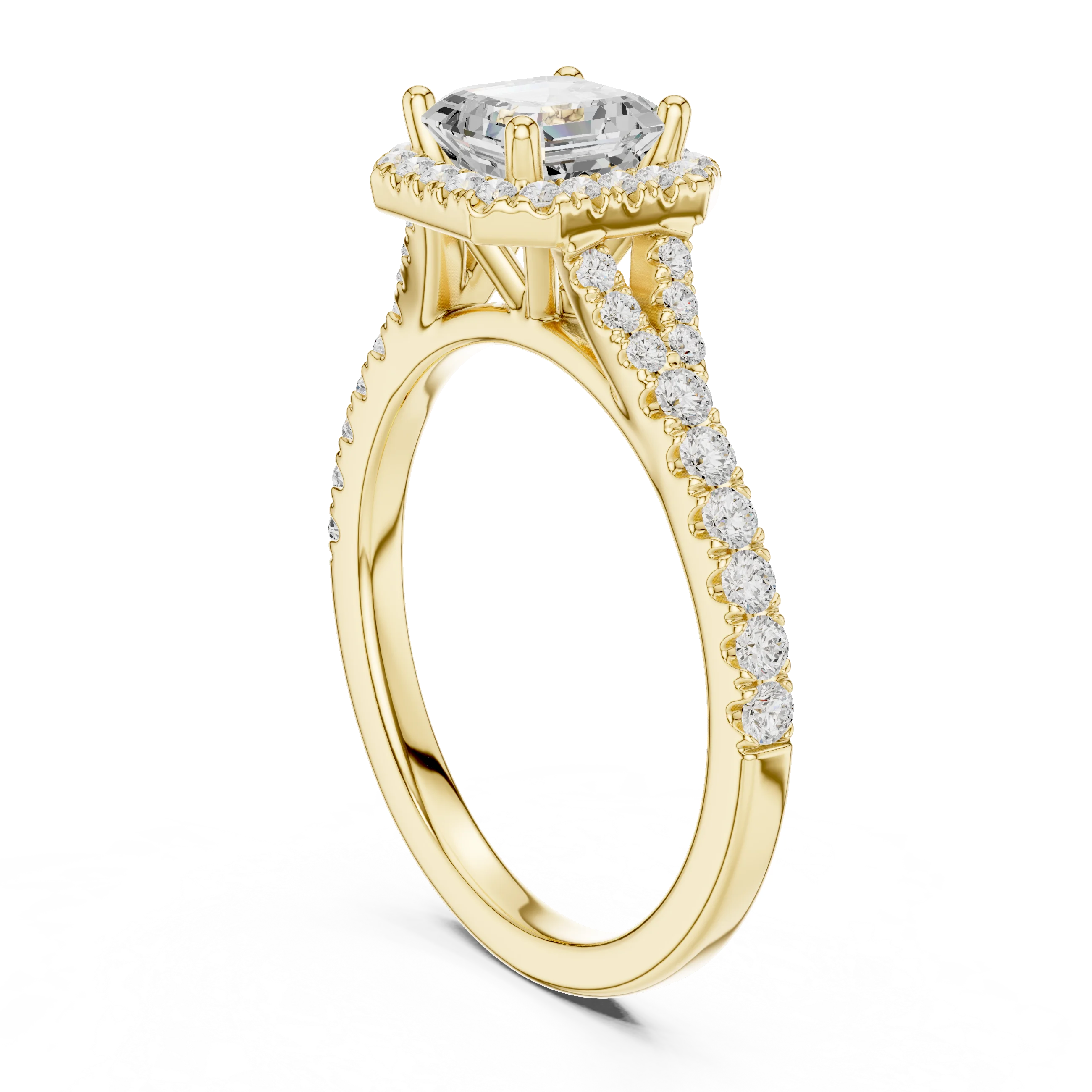 Asscher Cut Diamond Halo Engagement Ring
