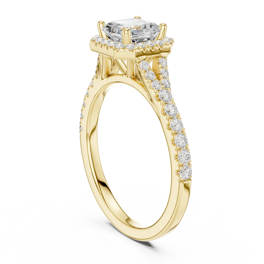 Asscher Cut Diamond Halo Engagement Ring