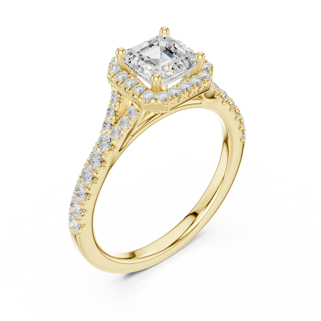 Asscher Cut Diamond Halo Engagement Ring