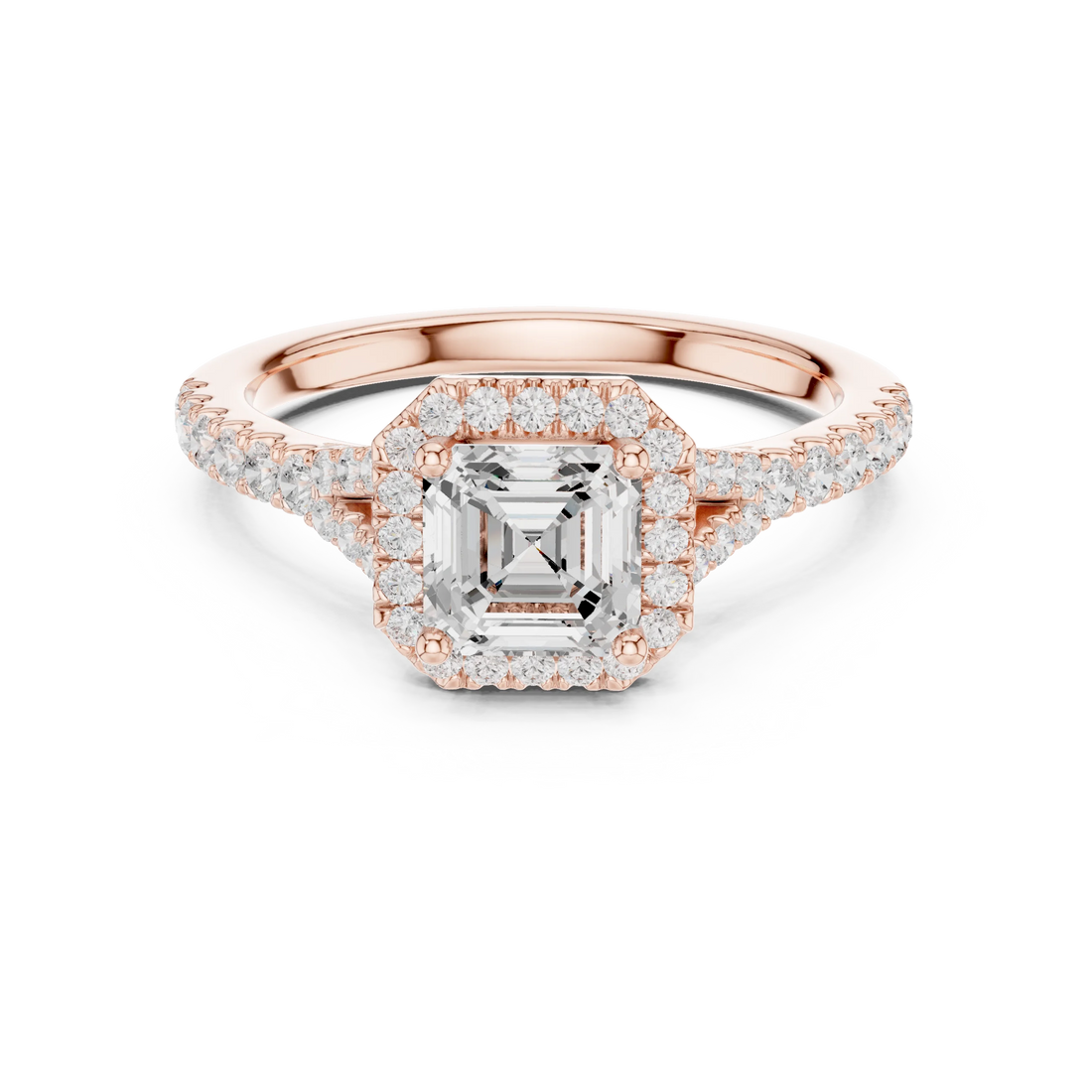 Asscher Cut Diamond Halo Engagement Ring