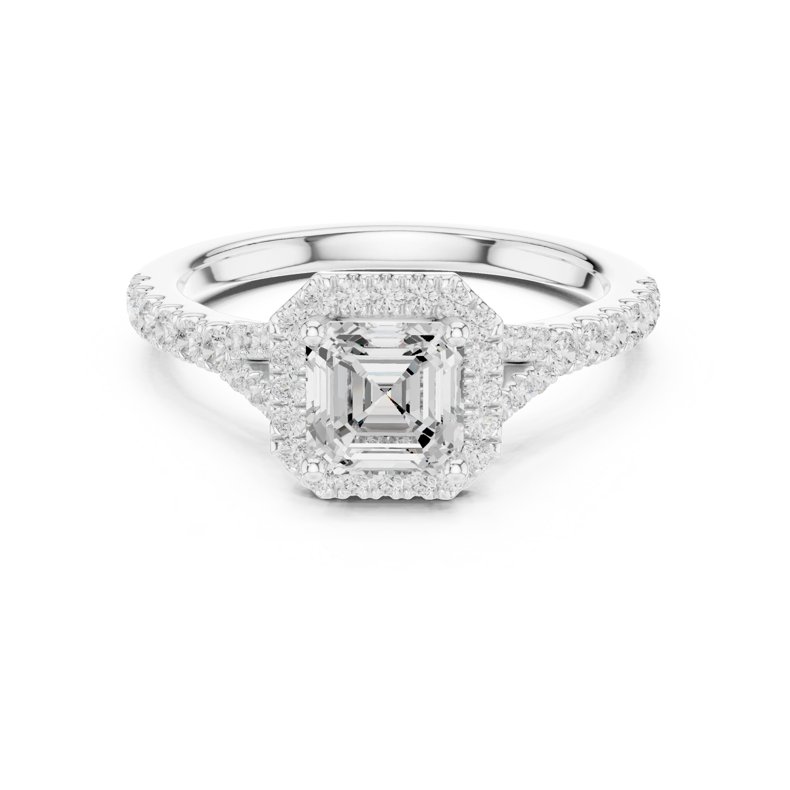 Asscher Cut Diamond Halo Engagement Ring