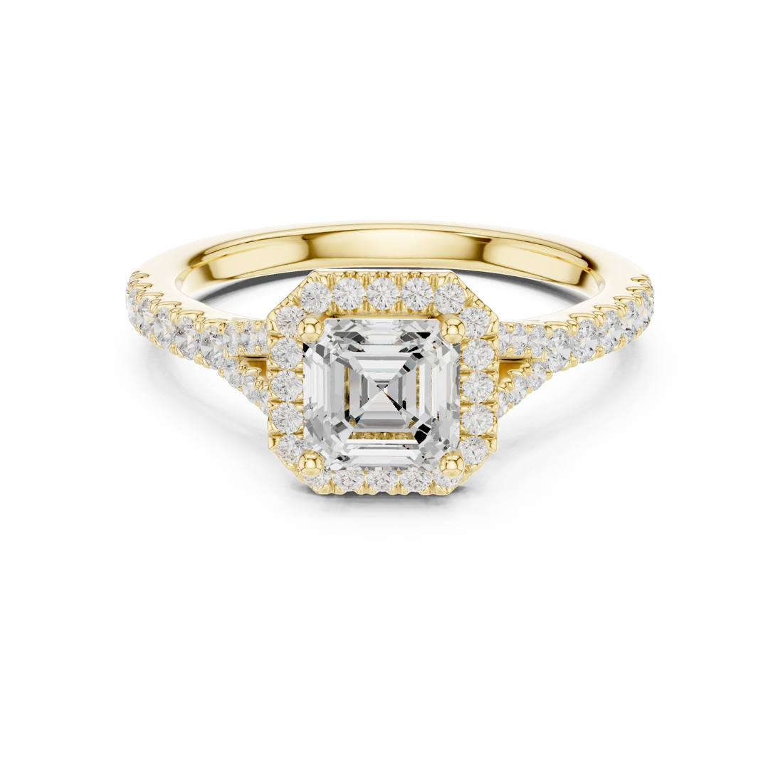 Asscher Cut Diamond Halo Engagement Ring