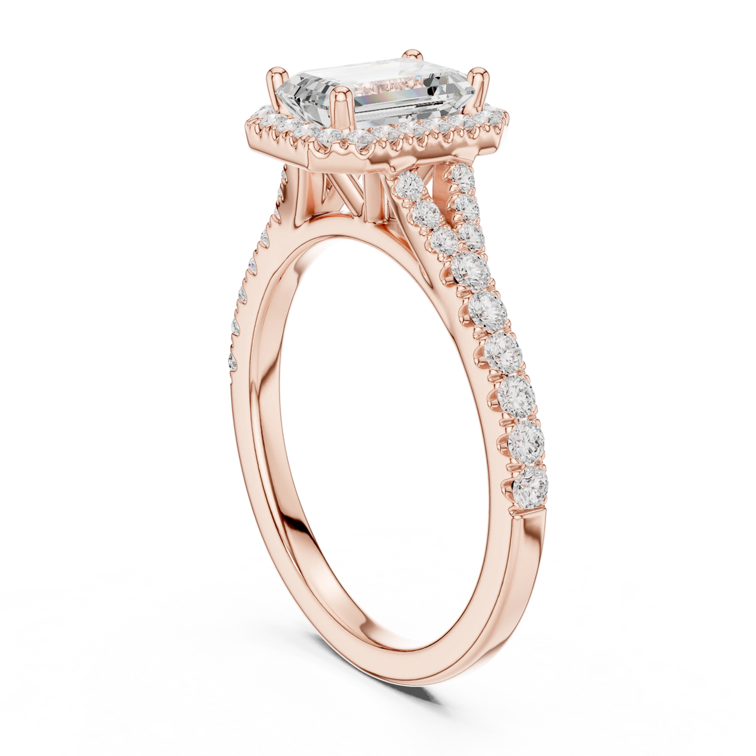 Emerald Cut Diamond Halo Engagement Ring
