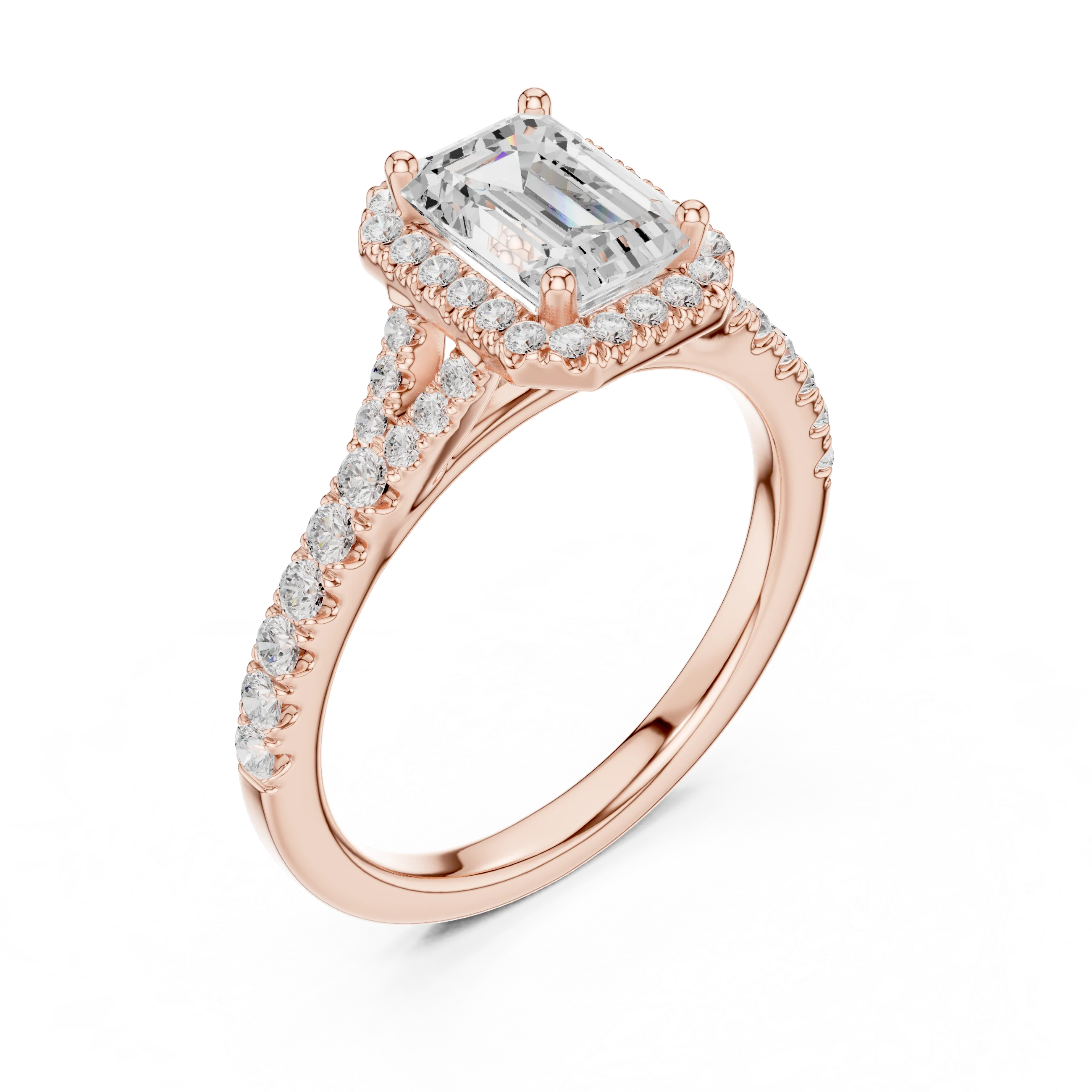 Emerald Cut Diamond Halo Engagement Ring