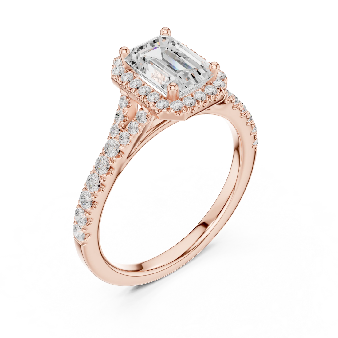 Emerald Cut Diamond Halo Engagement Ring