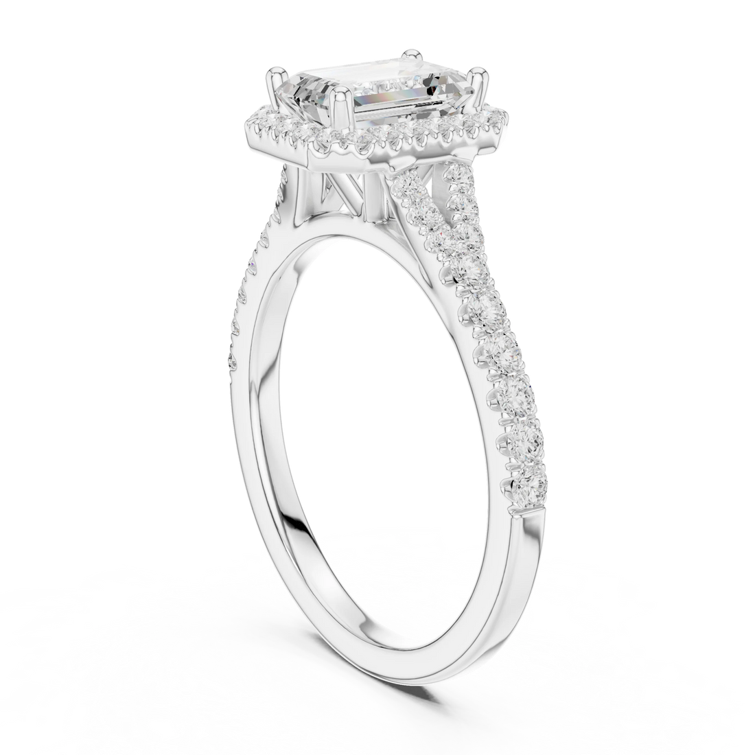 Emerald Cut Diamond Halo Engagement Ring