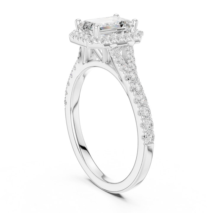 Emerald Cut Diamond Halo Engagement Ring