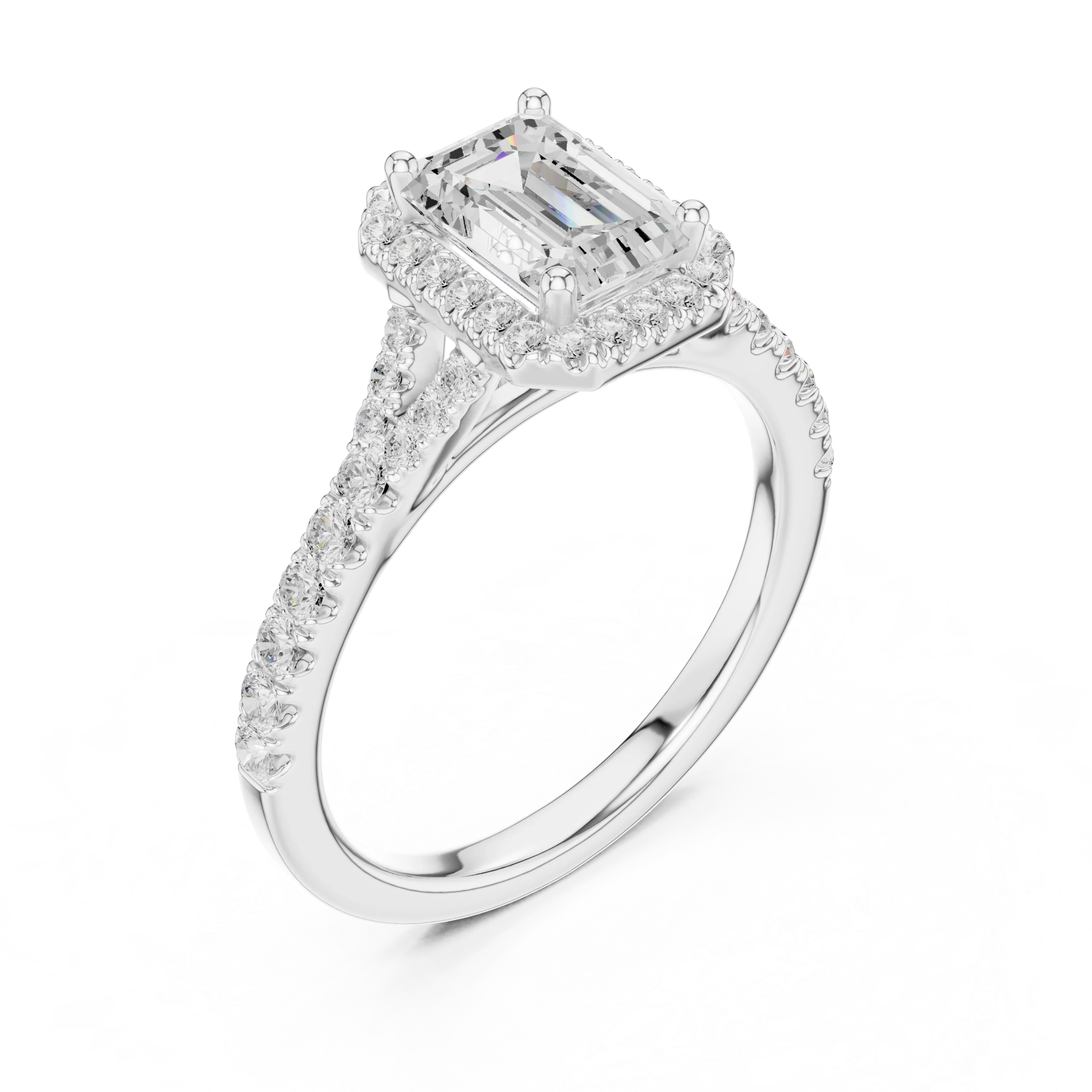 Emerald Cut Diamond Halo Engagement Ring