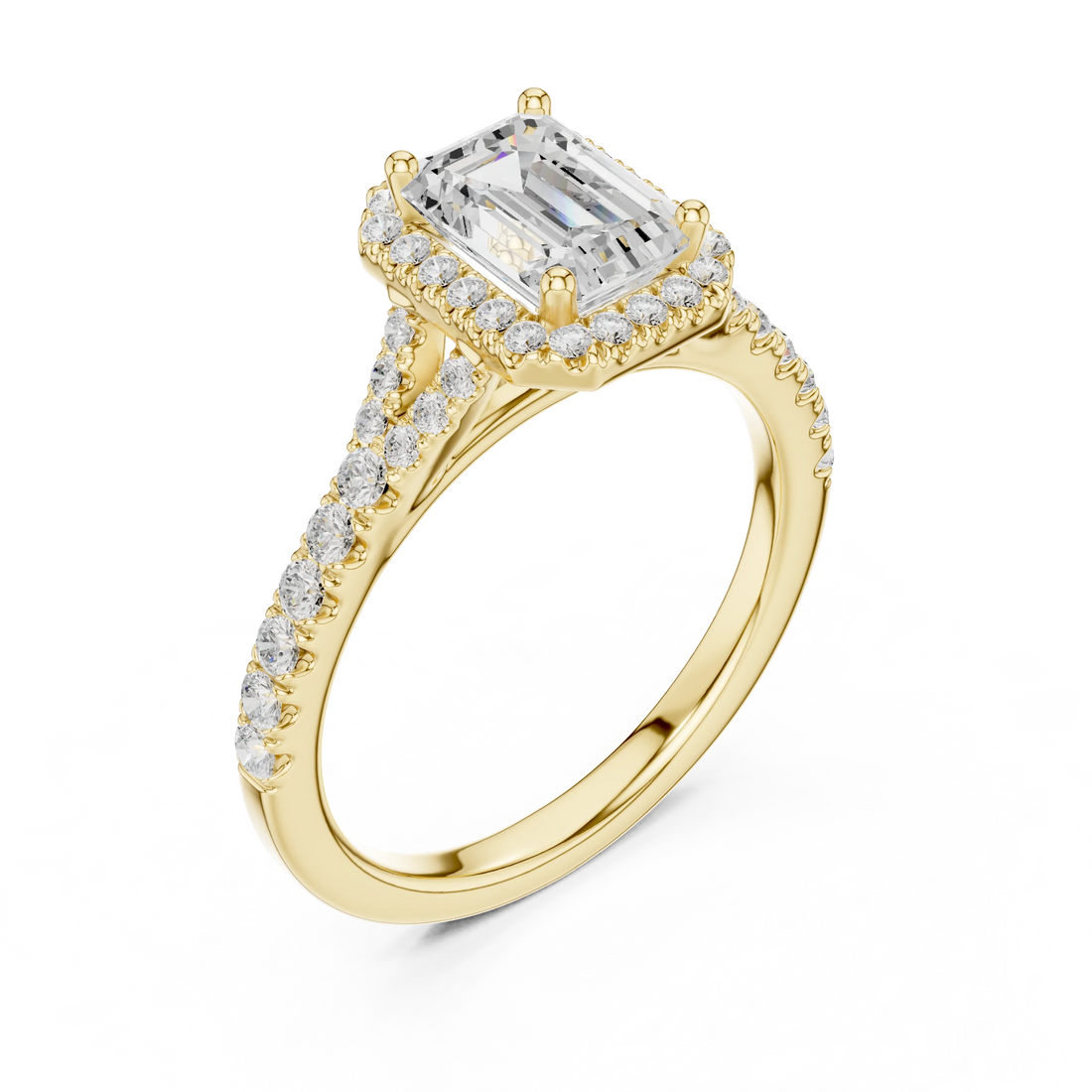 Emerald Cut Diamond Halo Engagement Ring