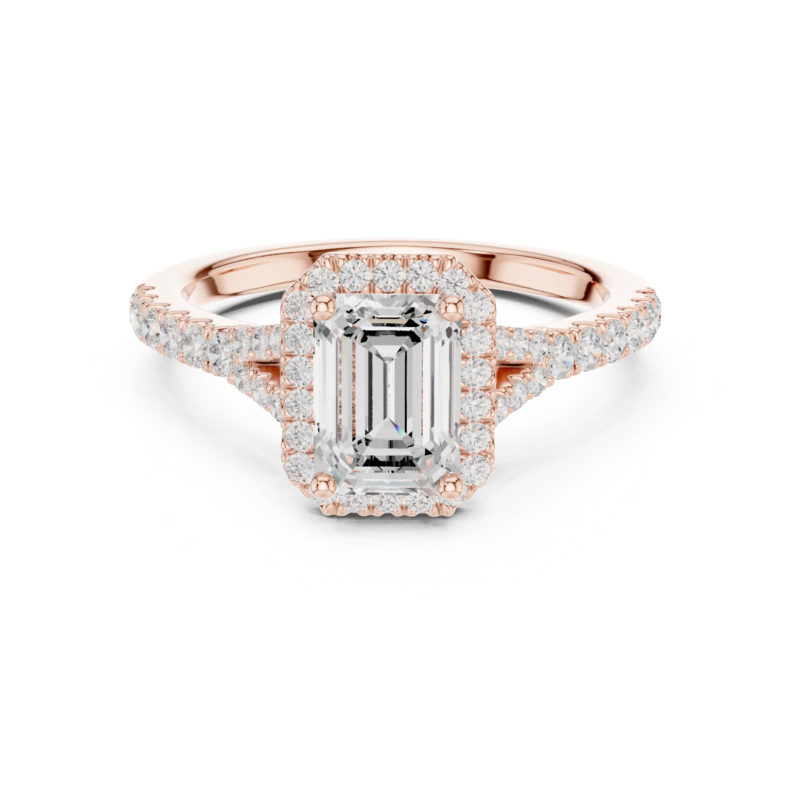 Emerald Cut Diamond Halo Engagement Ring