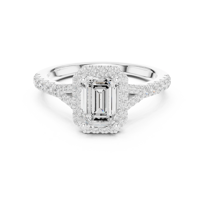 Emerald Cut Diamond Halo Engagement Ring
