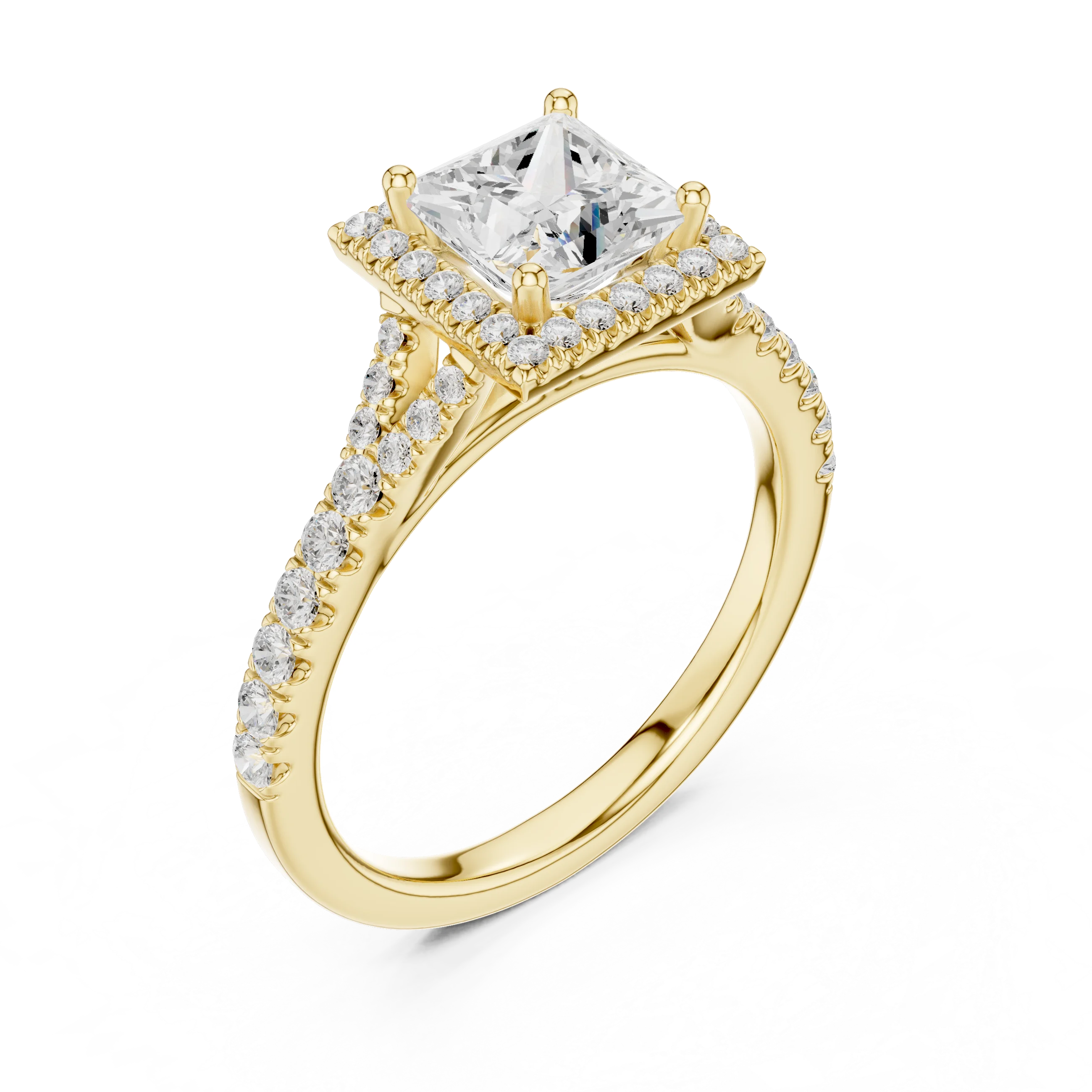 Princess Cut Diamond Halo Engagement Ring