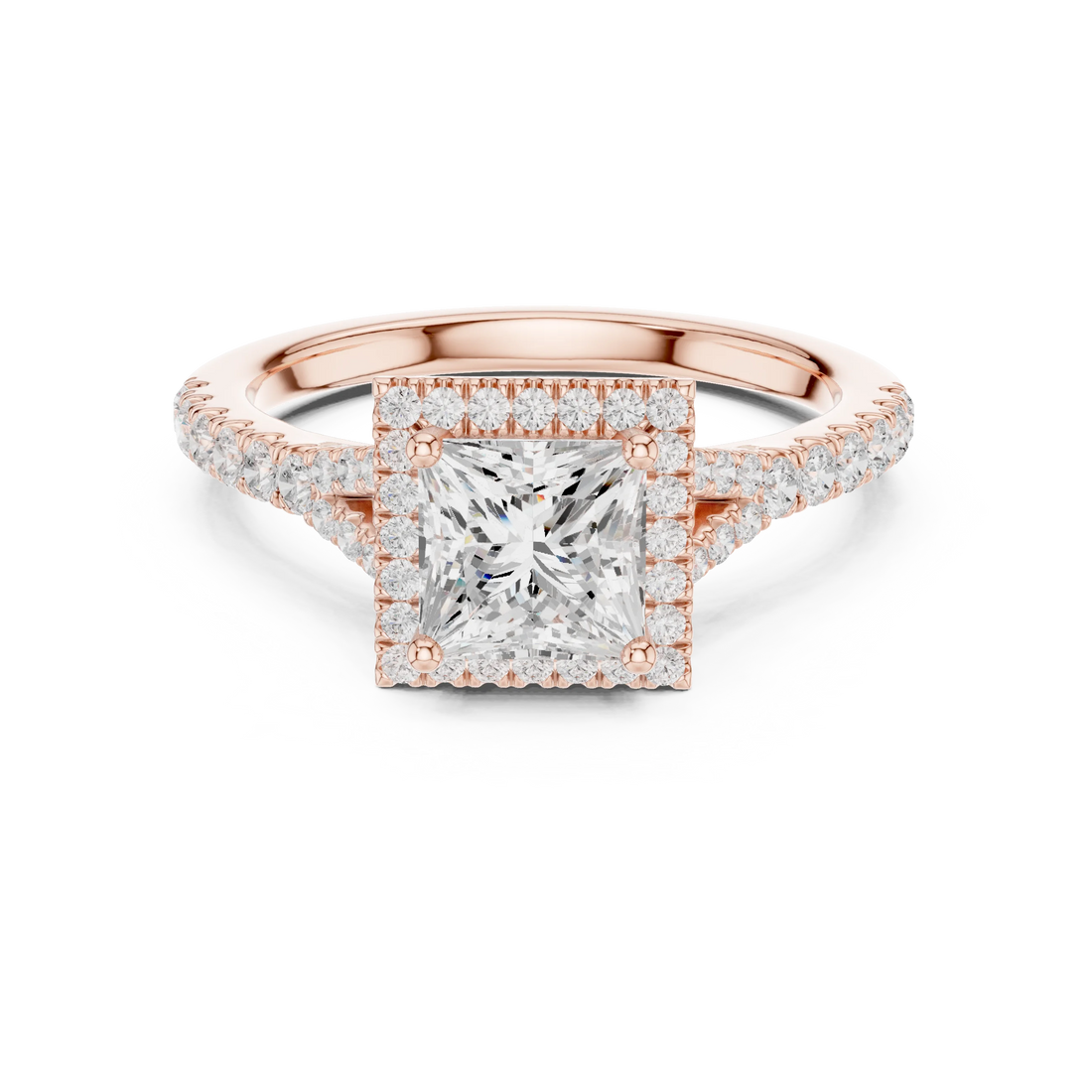 Princess Cut Diamond Halo Engagement Ring
