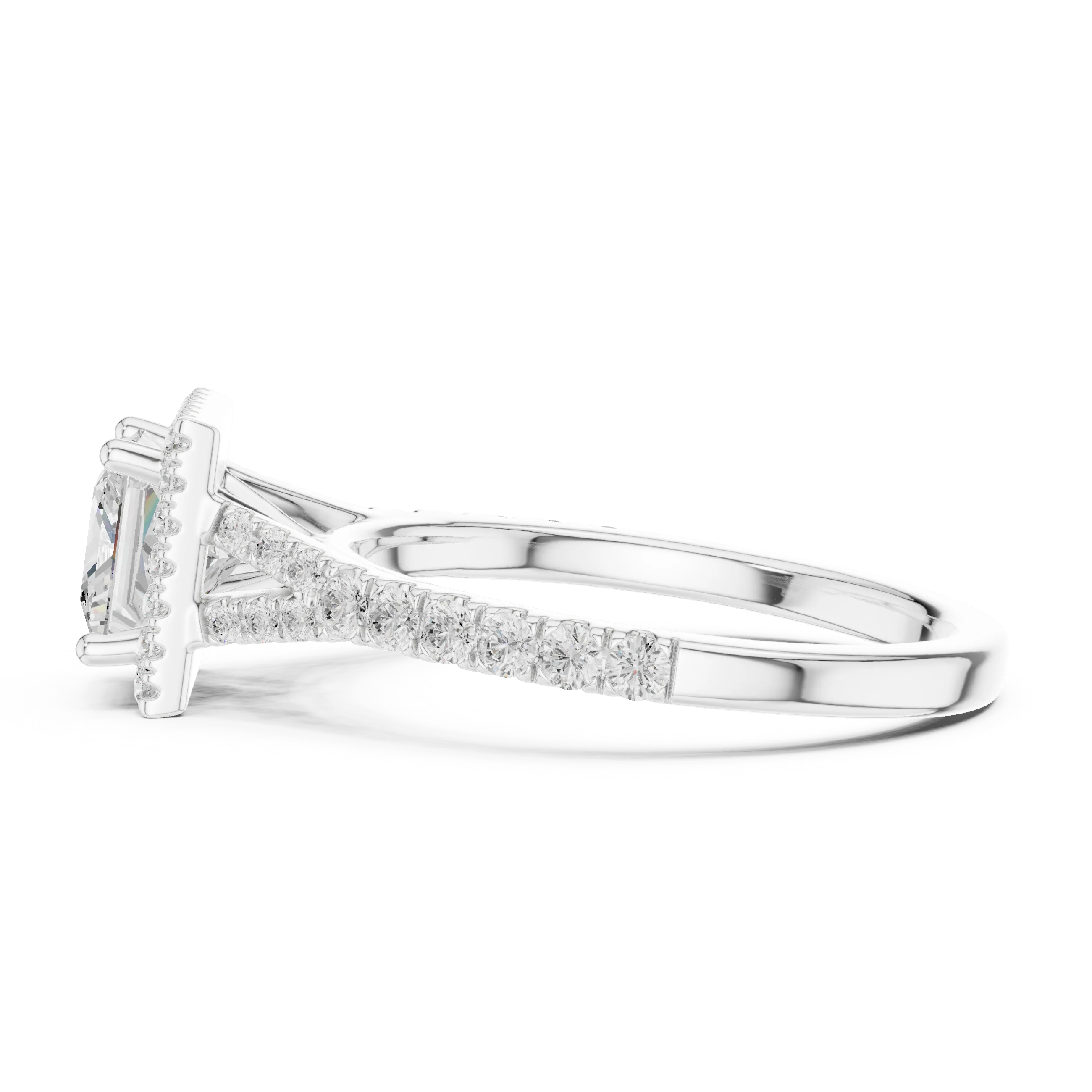 Princess Cut Diamond Halo Engagement Ring