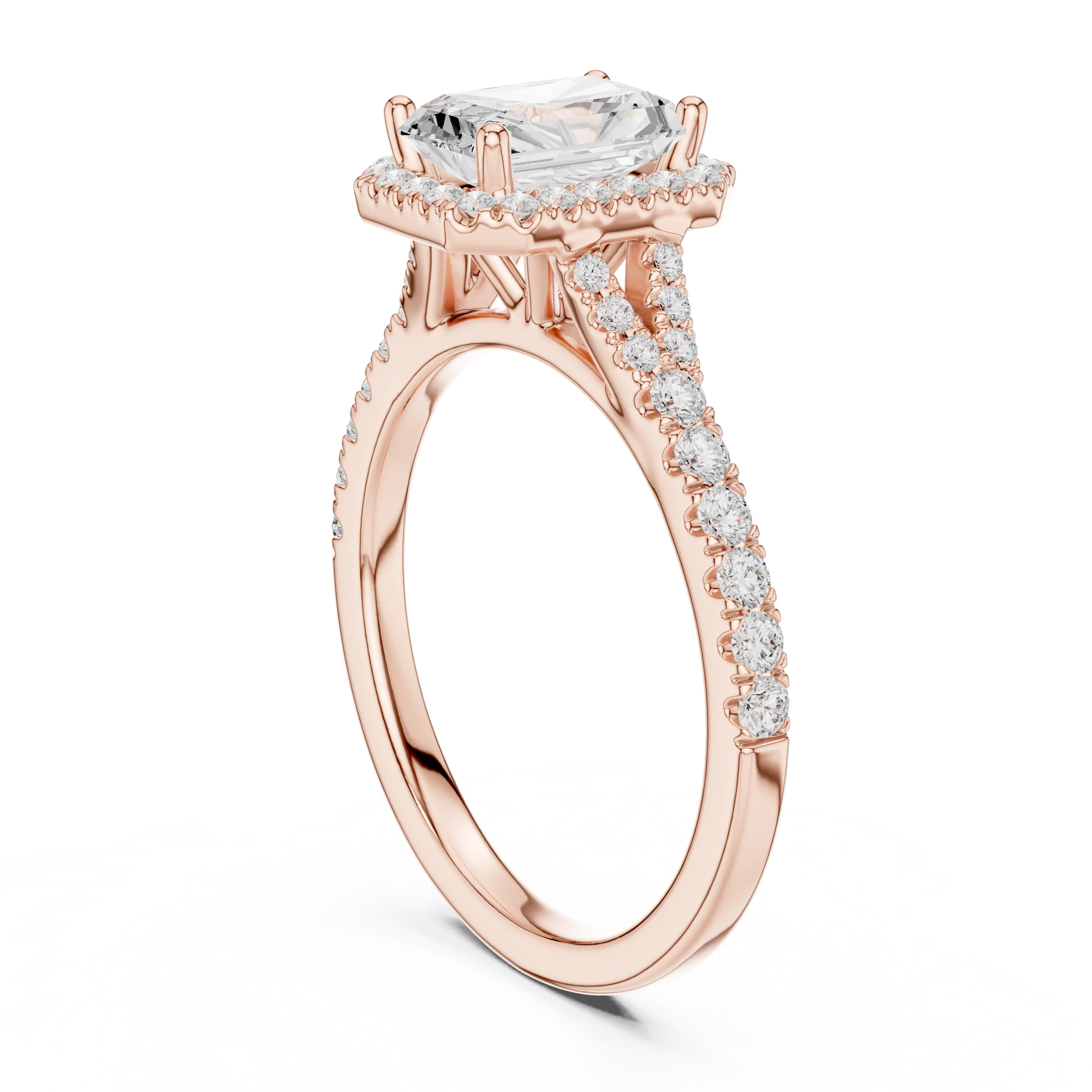 Radiant Cut Diamond Halo Engagement Ring