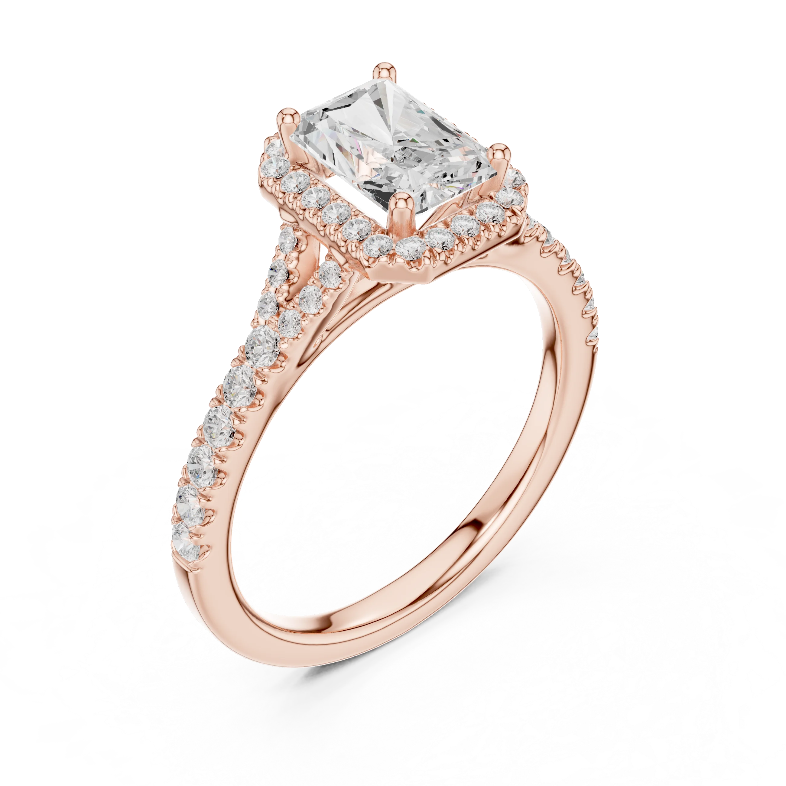 Radiant Cut Diamond Halo Engagement Ring